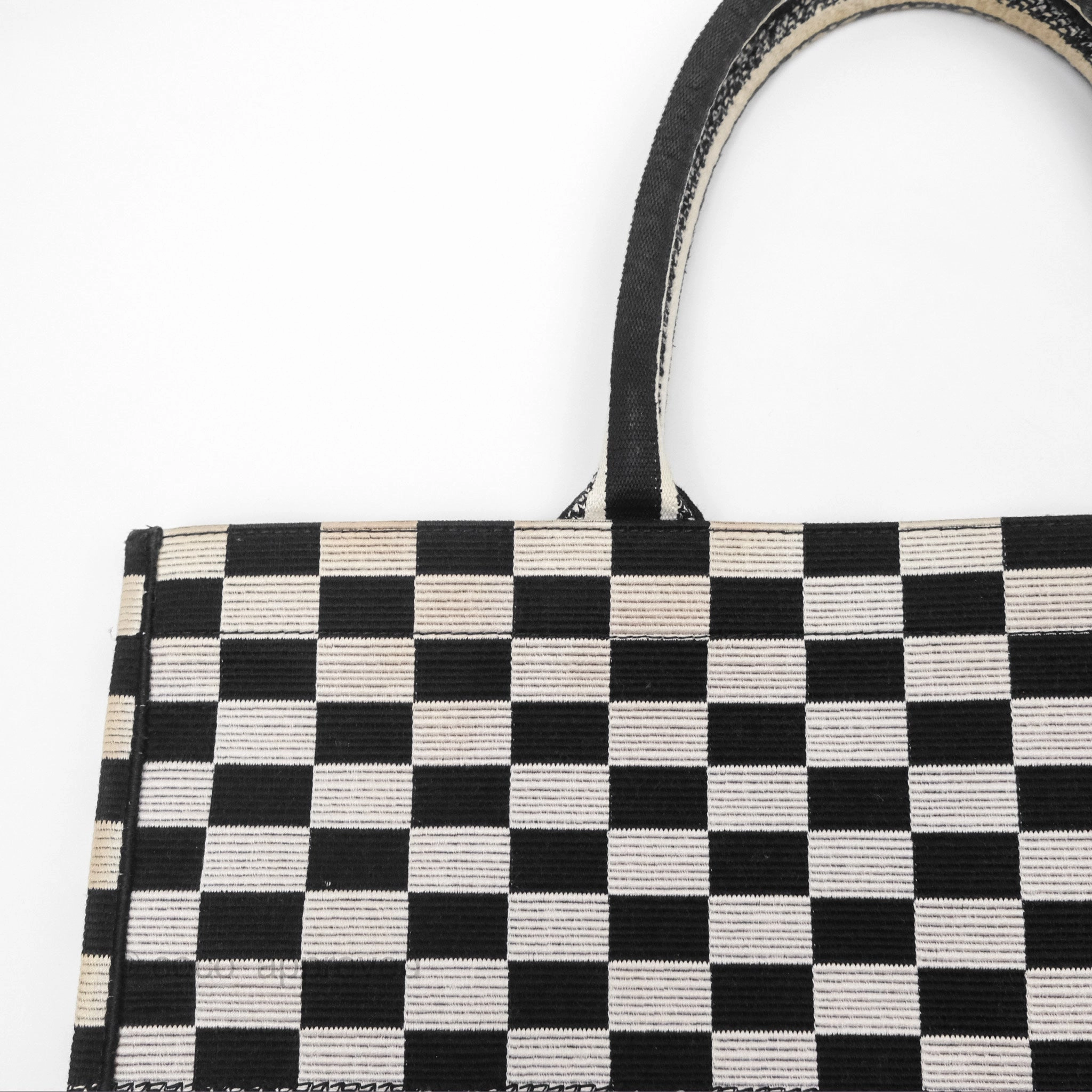 Christian Dior Large Book Tote Checkered Black/ White Canvas