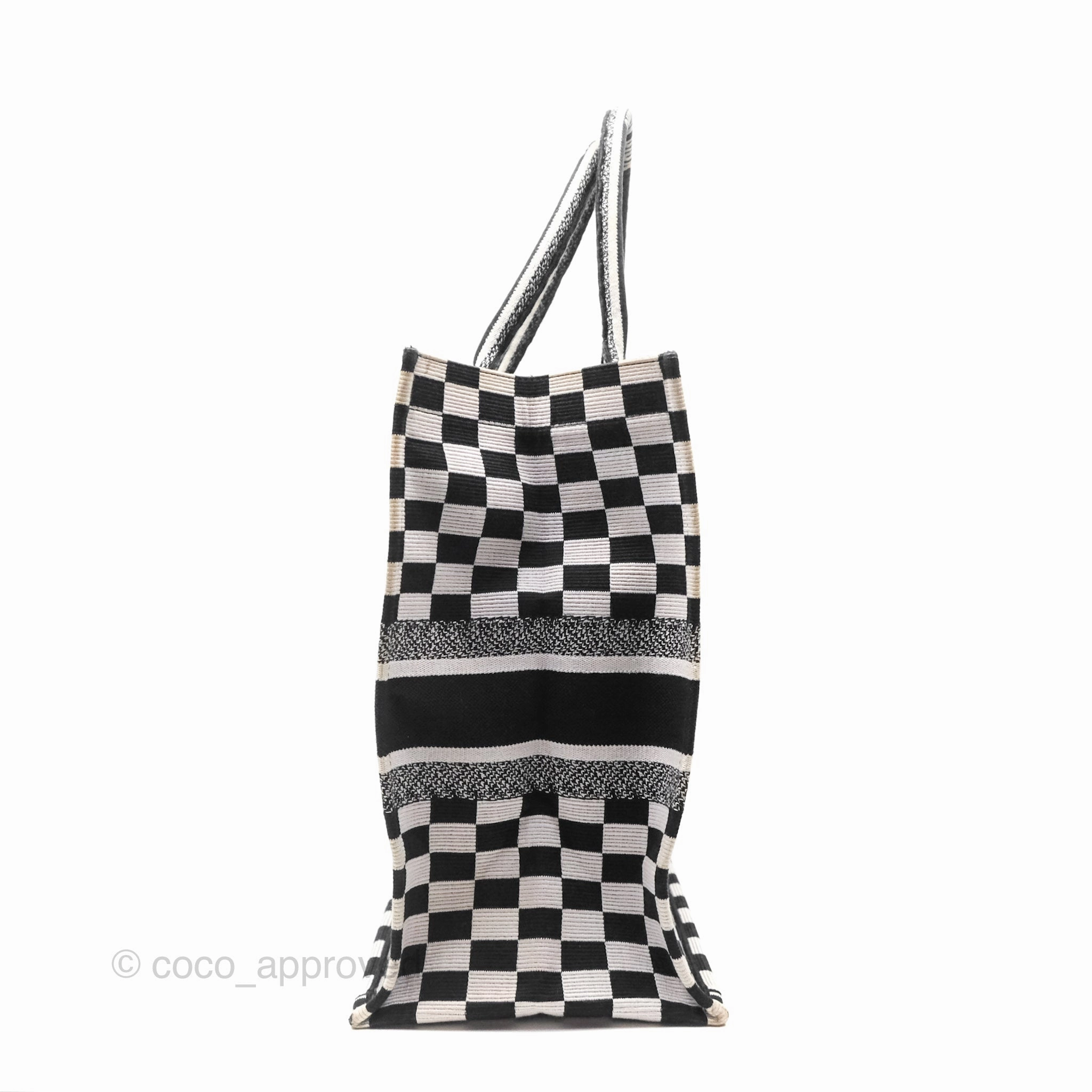 Christian Dior Large Book Tote Checkered Black/ White Canvas