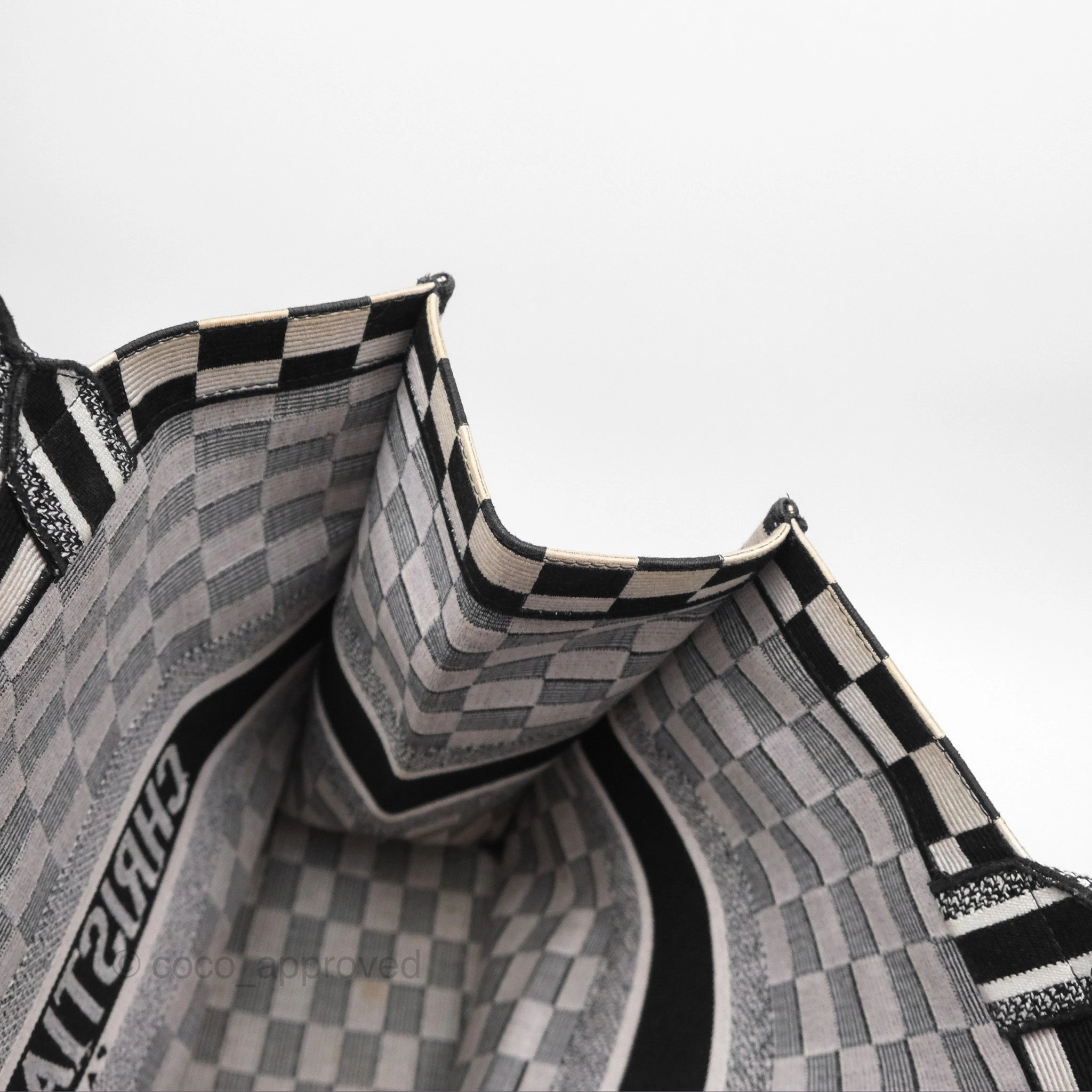 Christian Dior Large Book Tote Checkered Black/ White Canvas