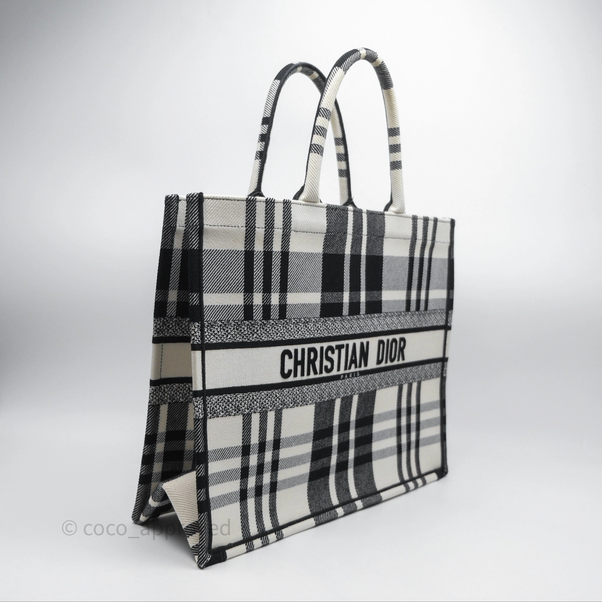 Christian Dior Large Check'n'Dior Book Tote Black/ White Canvas