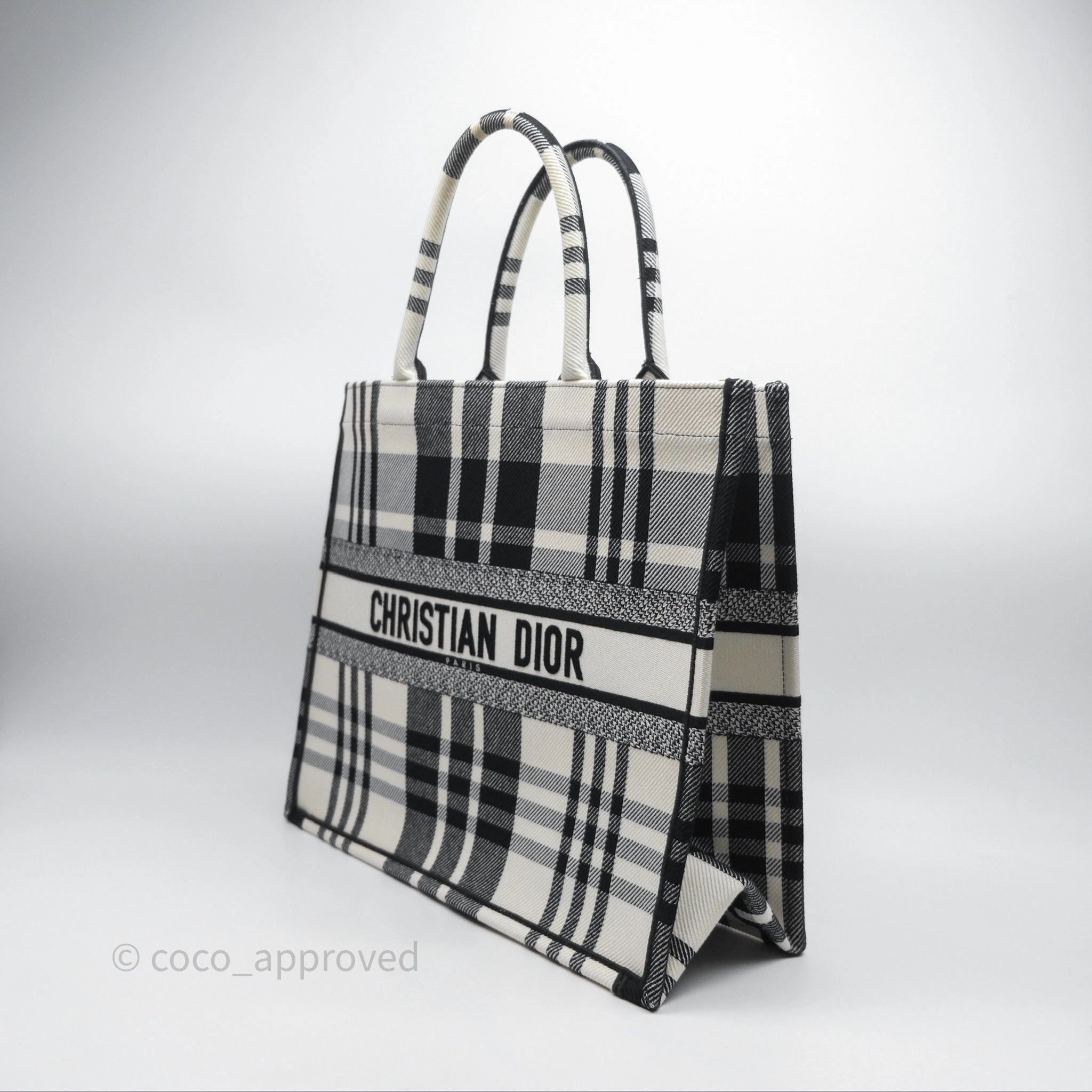 Christian Dior Large Check'n'Dior Book Tote Black/ White Canvas