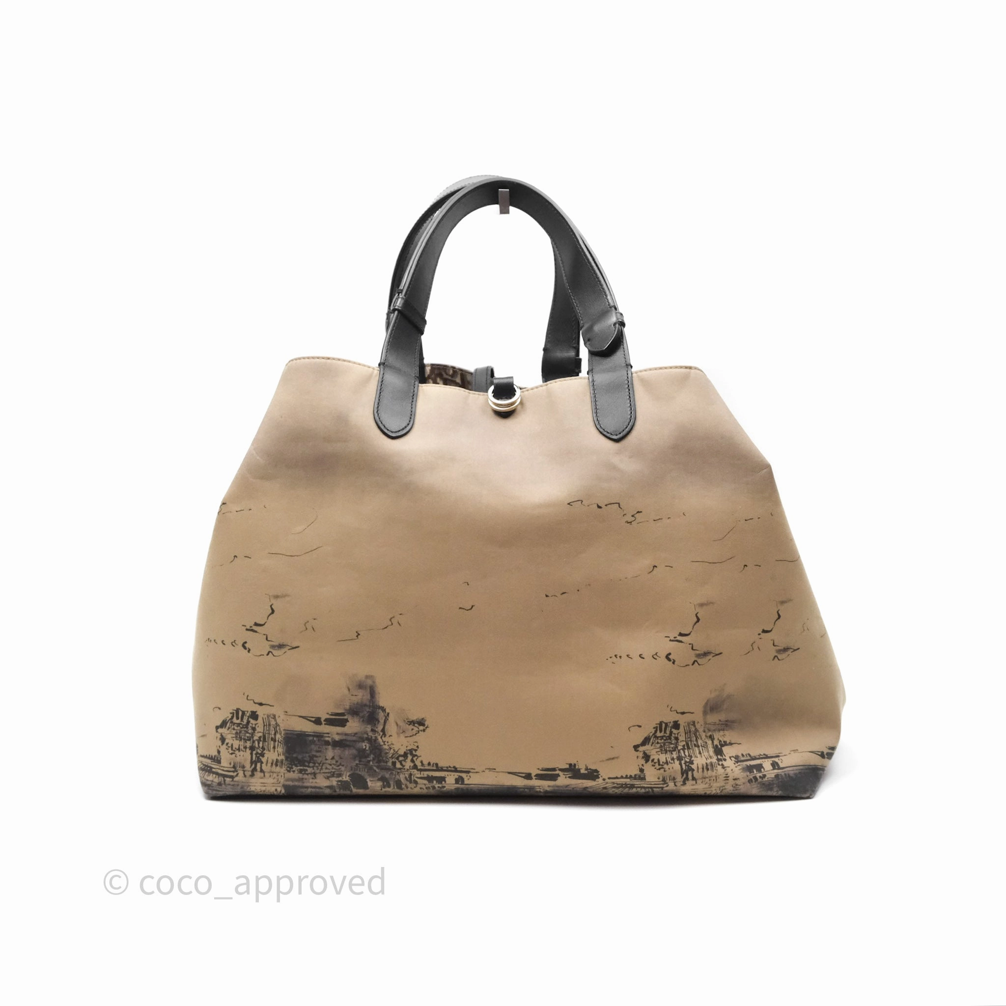 Christian Dior Large Toujours Bag Beige And Black Water-Repellent Fabric With Paris Print