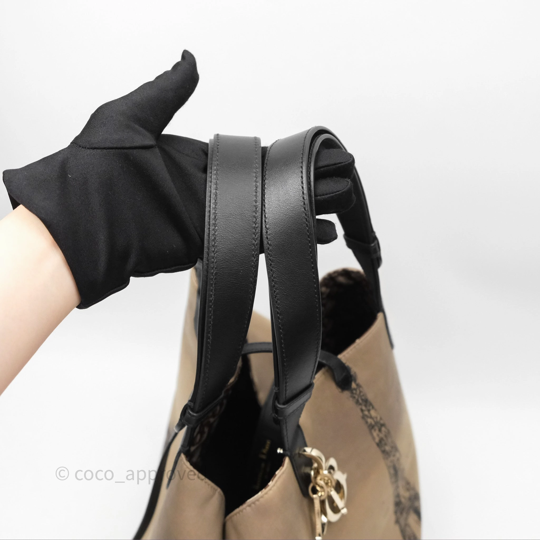 Christian Dior Large Toujours Bag Beige And Black Water-Repellent Fabric With Paris Print