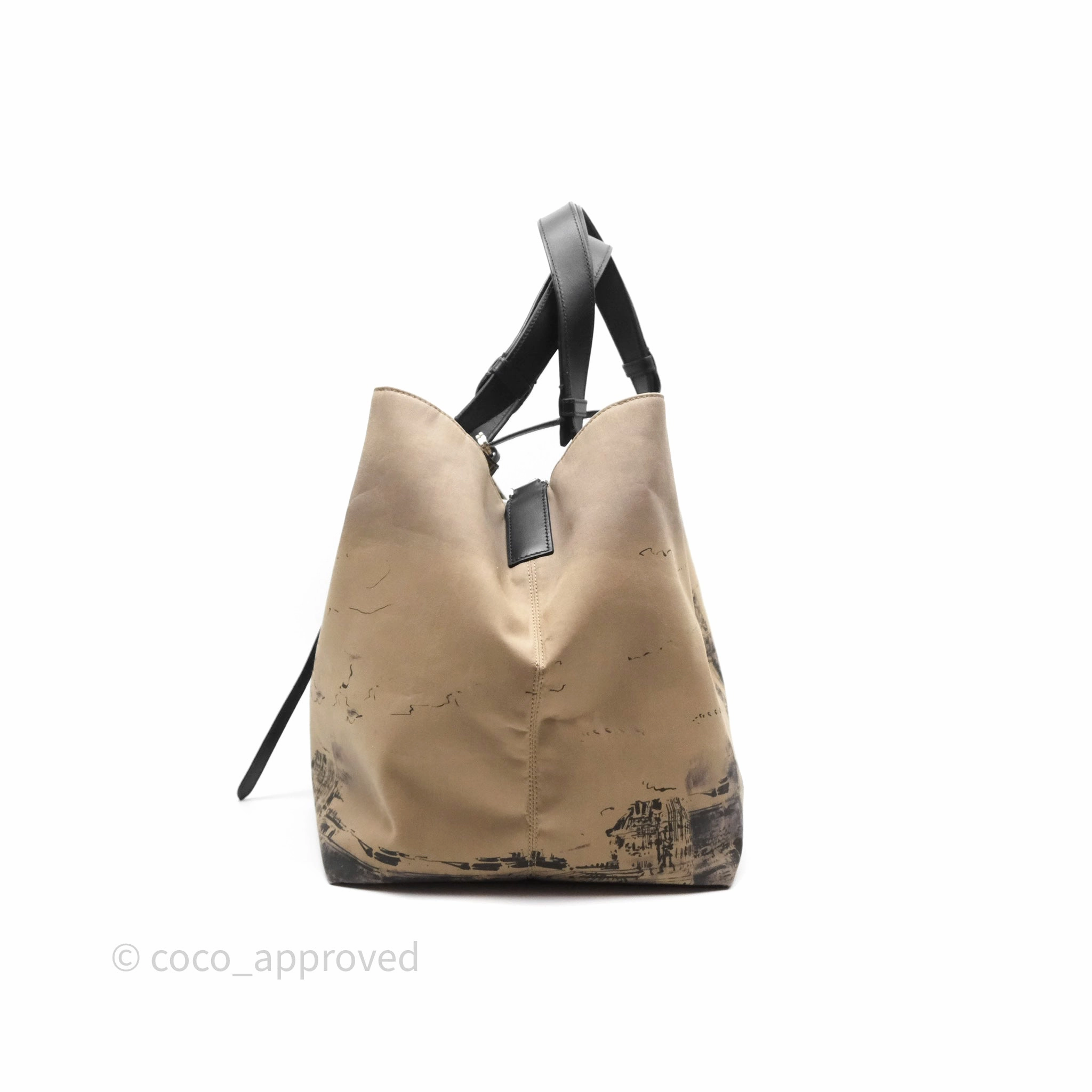 Christian Dior Large Toujours Bag Beige And Black Water-Repellent Fabric With Paris Print