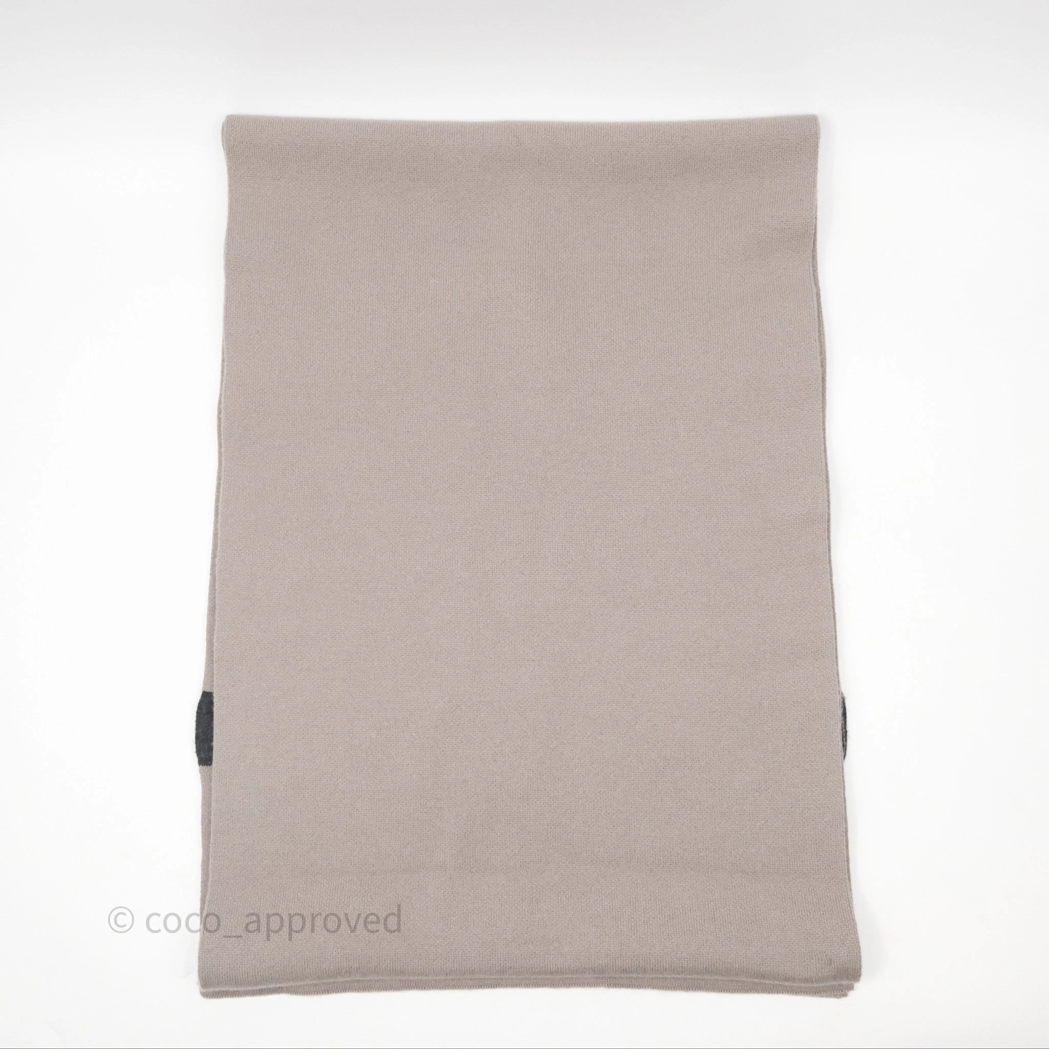 Christian Dior Logo Stripe Cashmere Scarf Taupe/ Black