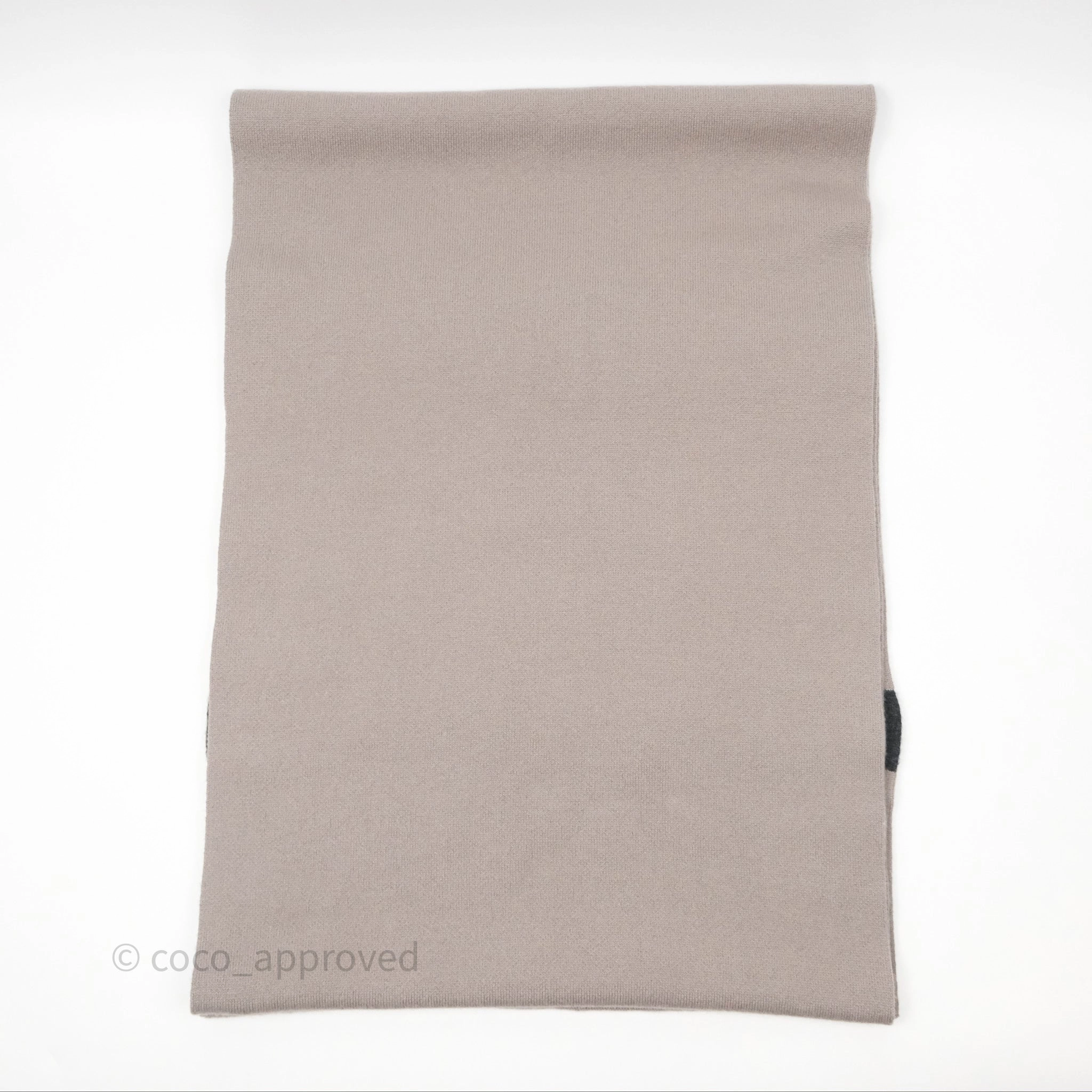 Christian Dior Logo Stripe Cashmere Scarf Taupe/ Black