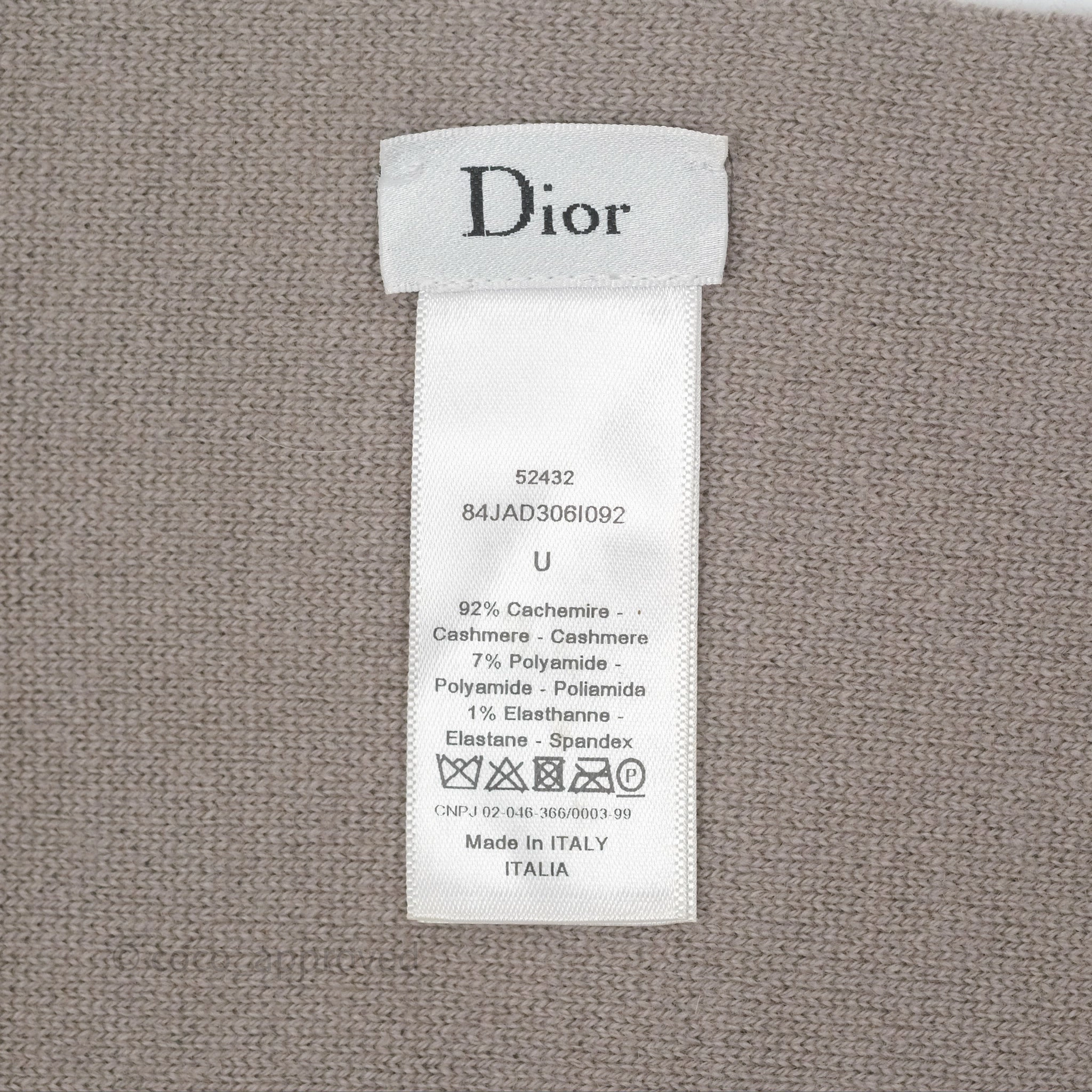 Christian Dior Logo Stripe Cashmere Scarf Taupe/ Black