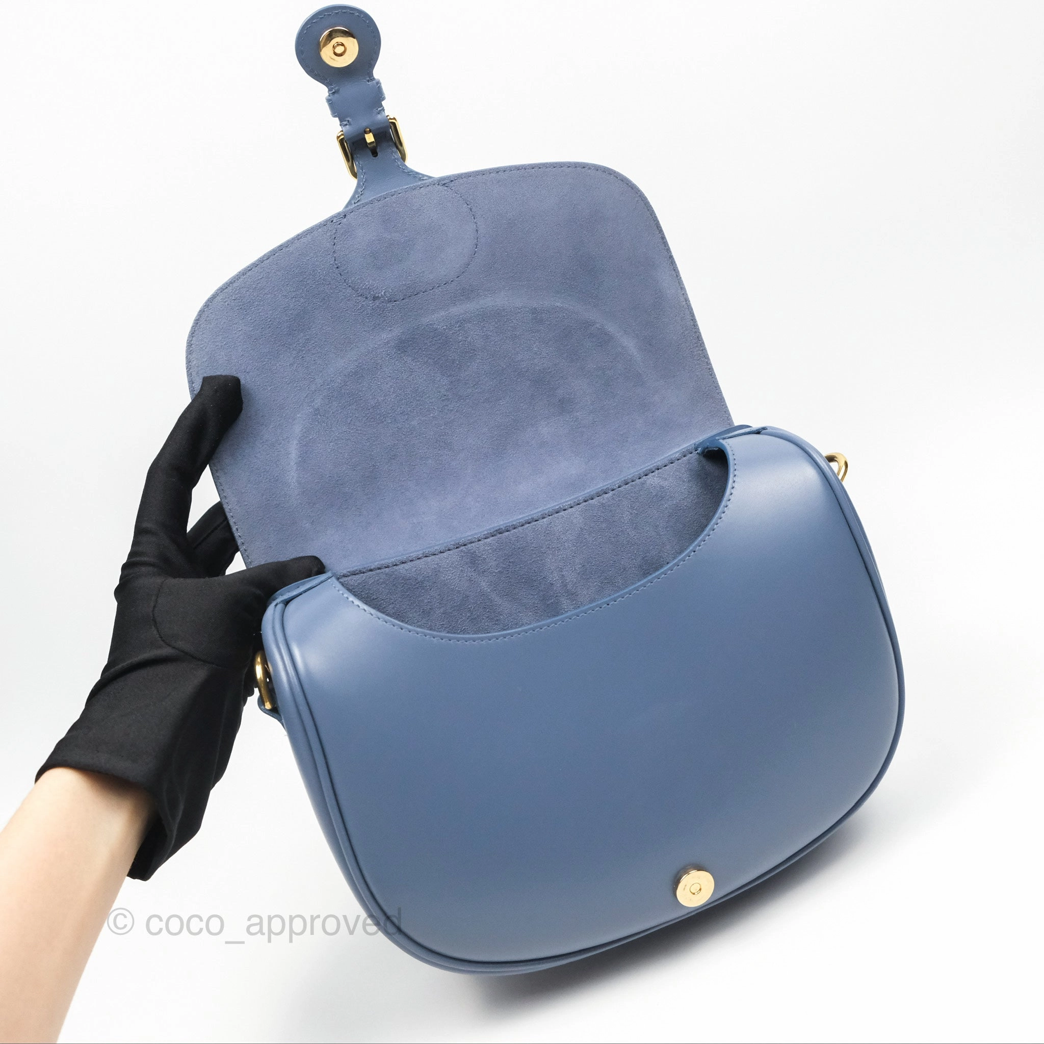 Christian Dior Medium Bobby Bag Blue Calfskin Gold Hardware