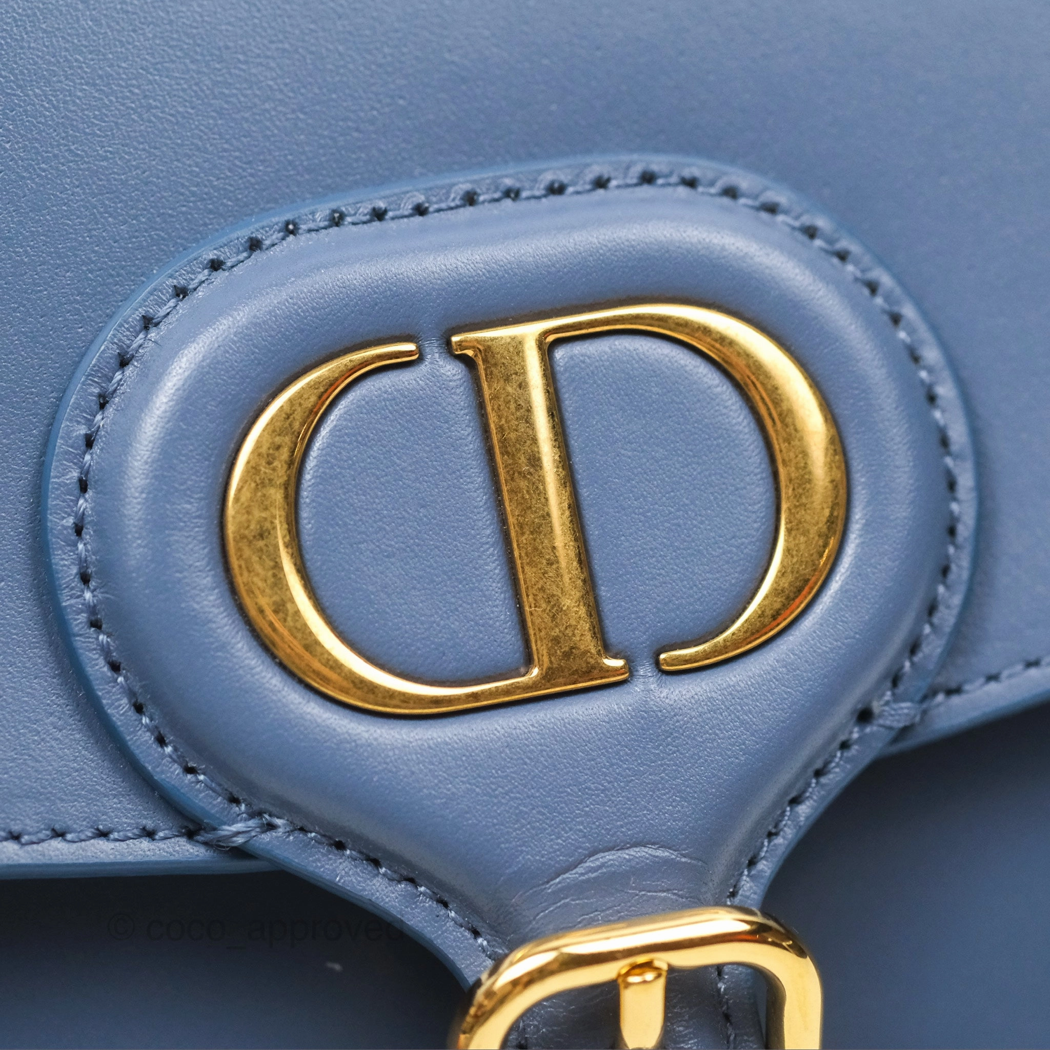 Christian Dior Medium Bobby Bag Blue Calfskin Gold Hardware