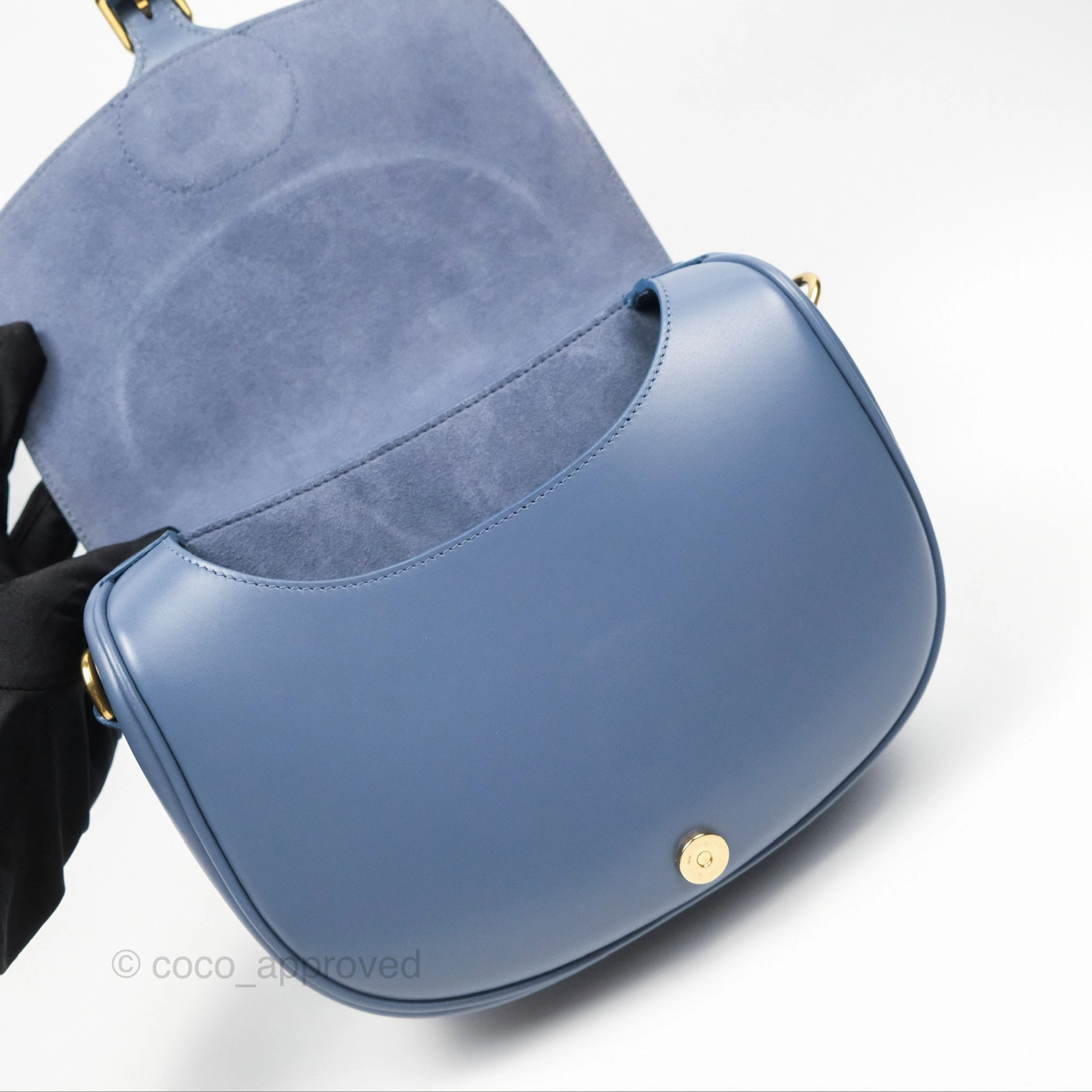 Christian Dior Medium Bobby Bag Blue Calfskin Gold Hardware
