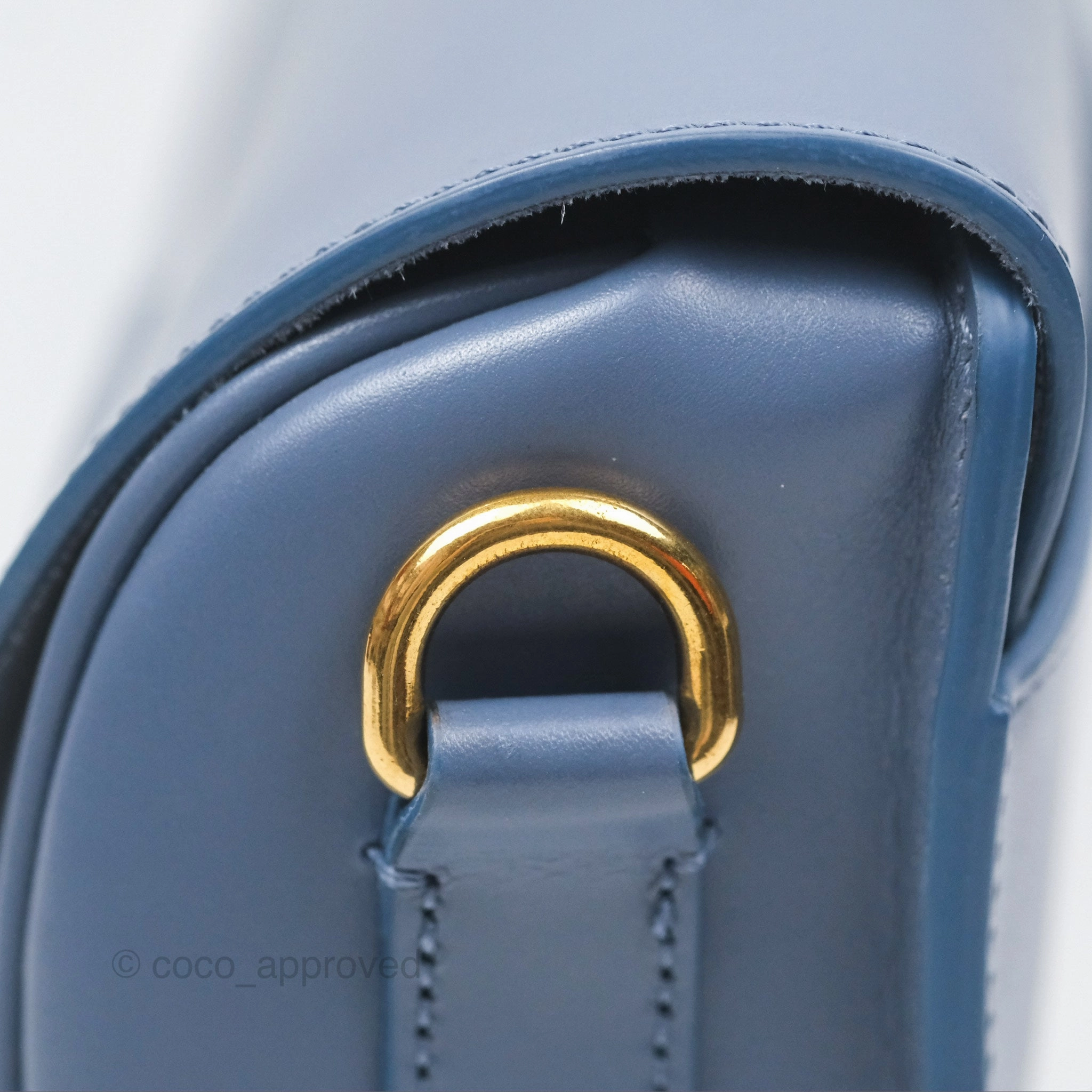 Christian Dior Medium Bobby Bag Blue Calfskin Gold Hardware