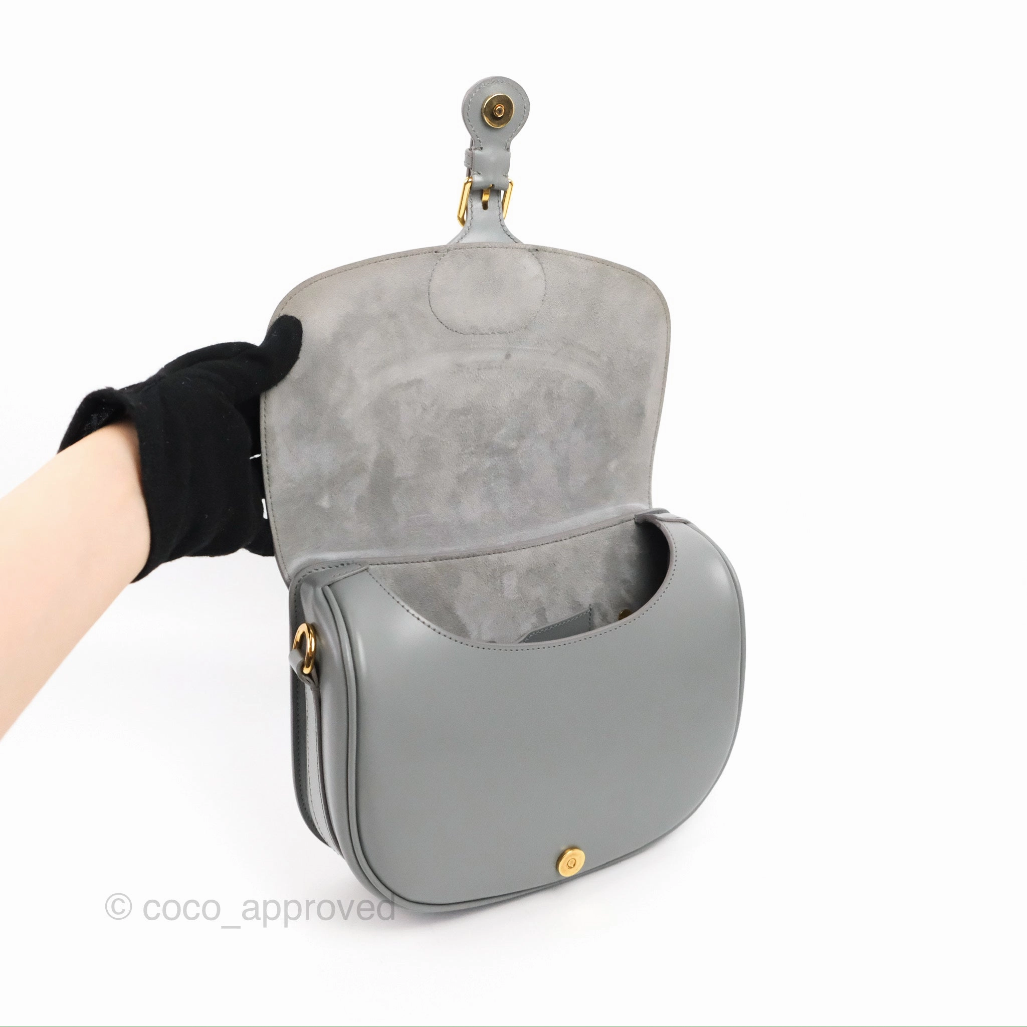 Christian Dior Medium Bobby Flap Stone Grey Box Calfskin