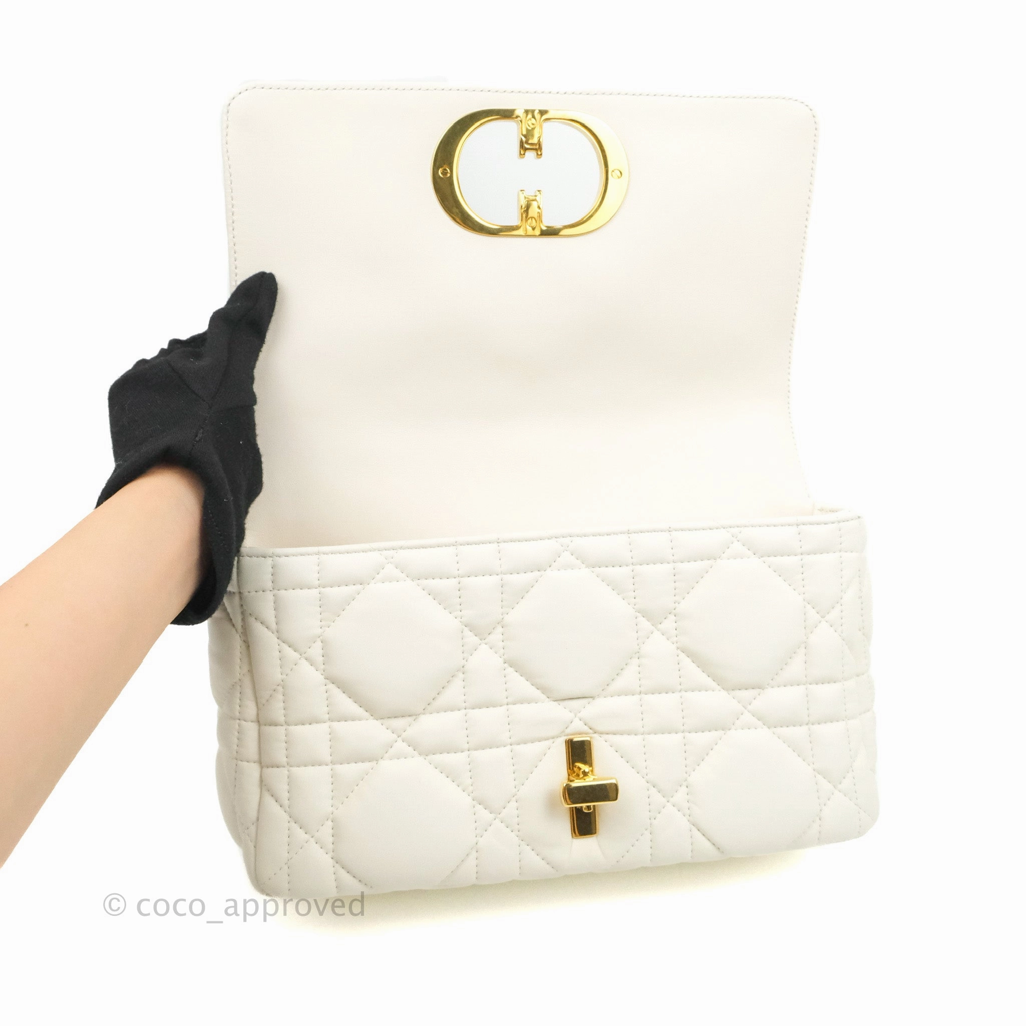 Christian Dior Medium Caro Bag Latte Matte Padded Macrocannage Calfskin