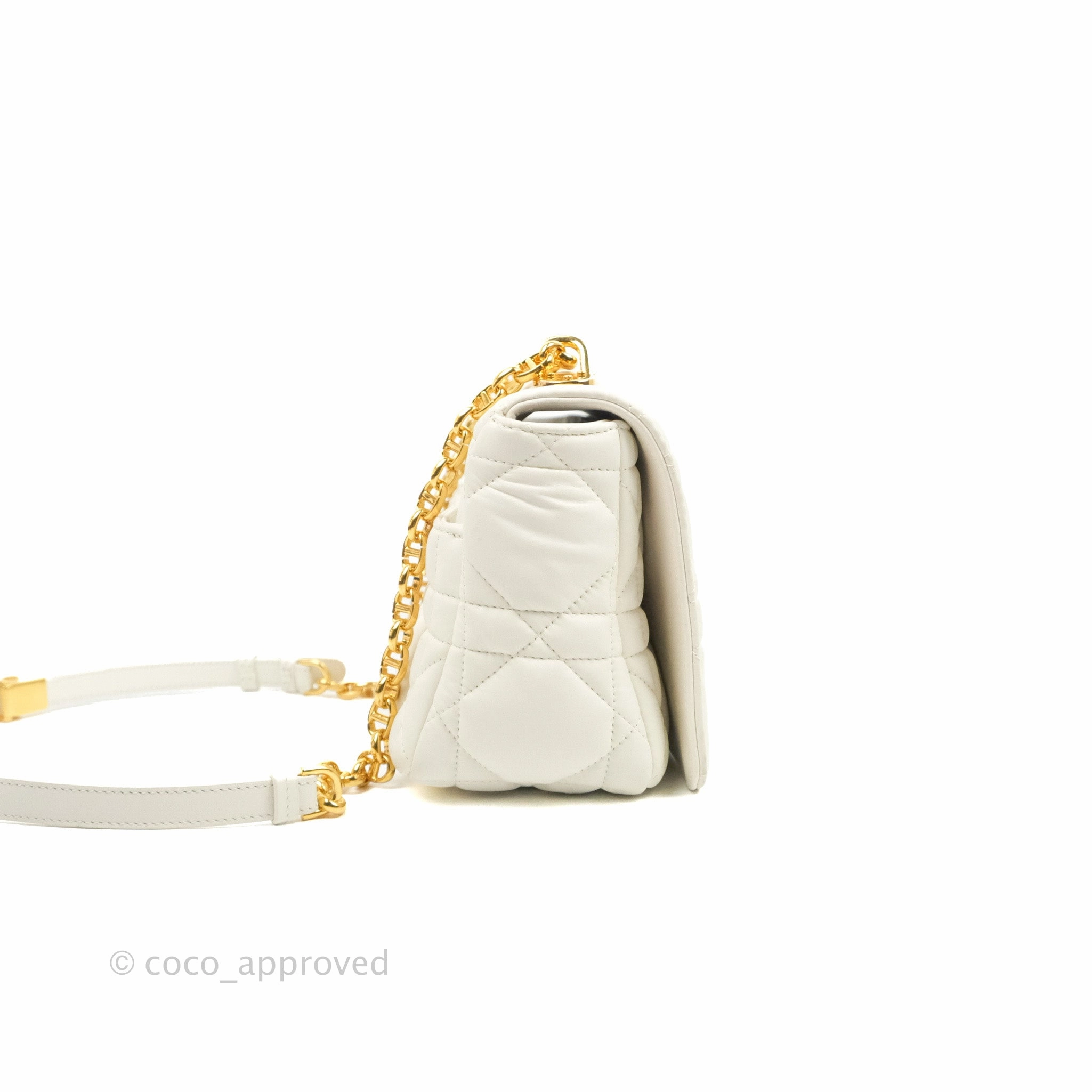 Christian Dior Medium Caro Bag Latte Matte Padded Macrocannage Calfskin