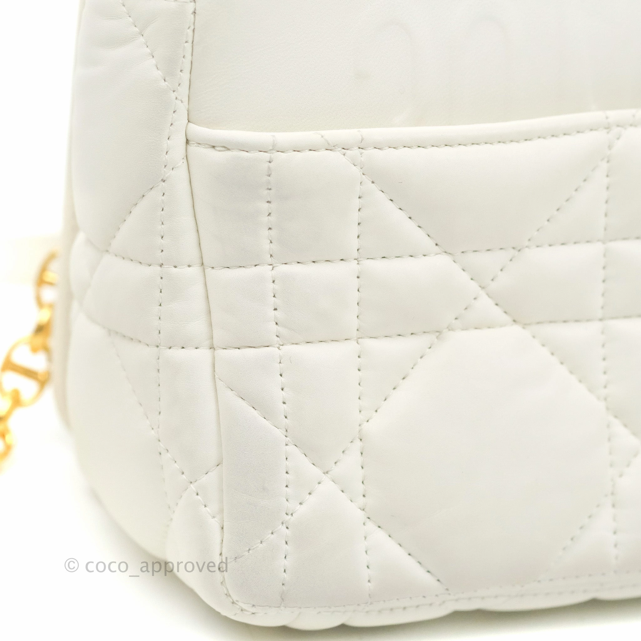 Christian Dior Medium Caro Bag Latte Matte Padded Macrocannage Calfskin