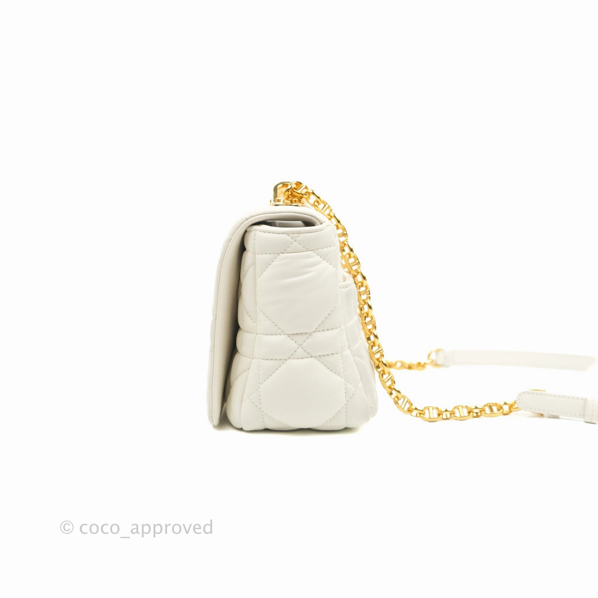 Christian Dior Medium Caro Bag Latte Matte Padded Macrocannage Calfskin