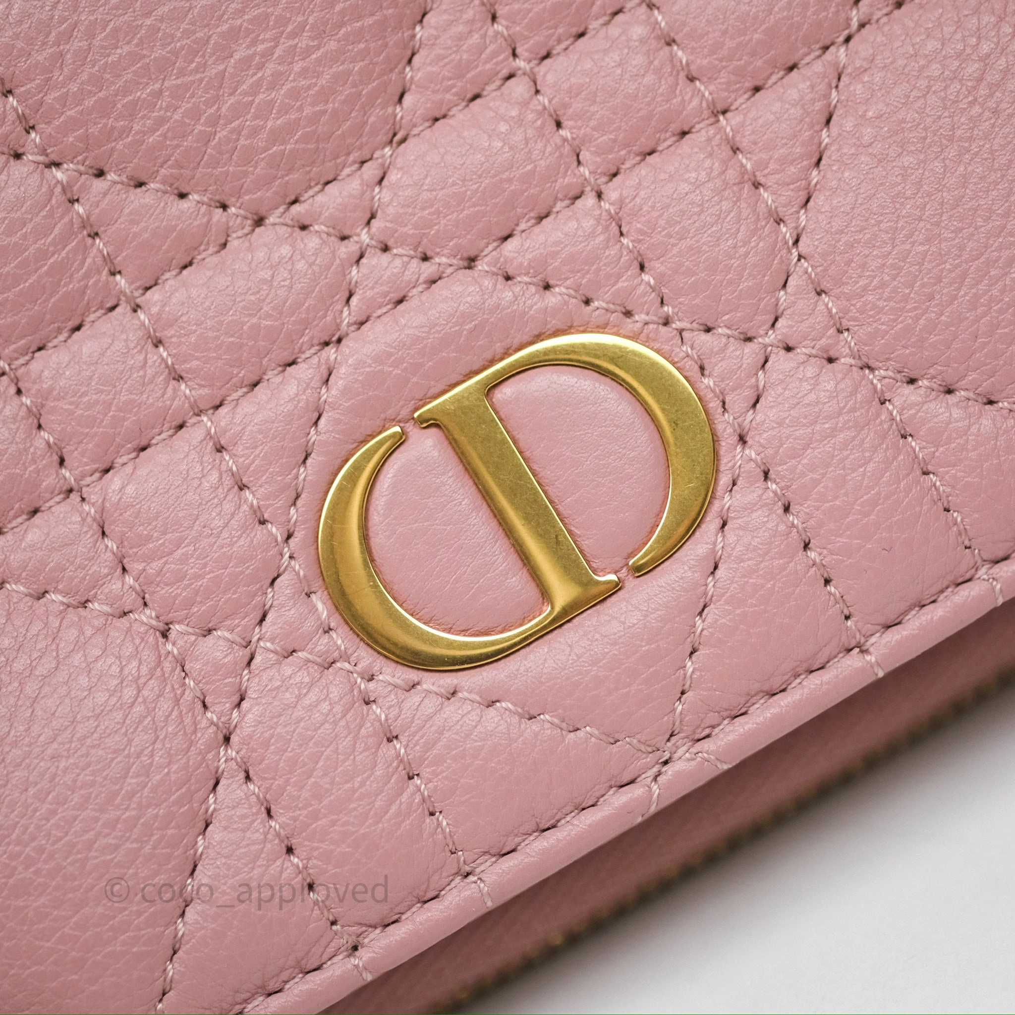 Christian Dior Medium Caro Scarlet Zipped Wallet Pink Cannage Calfskin