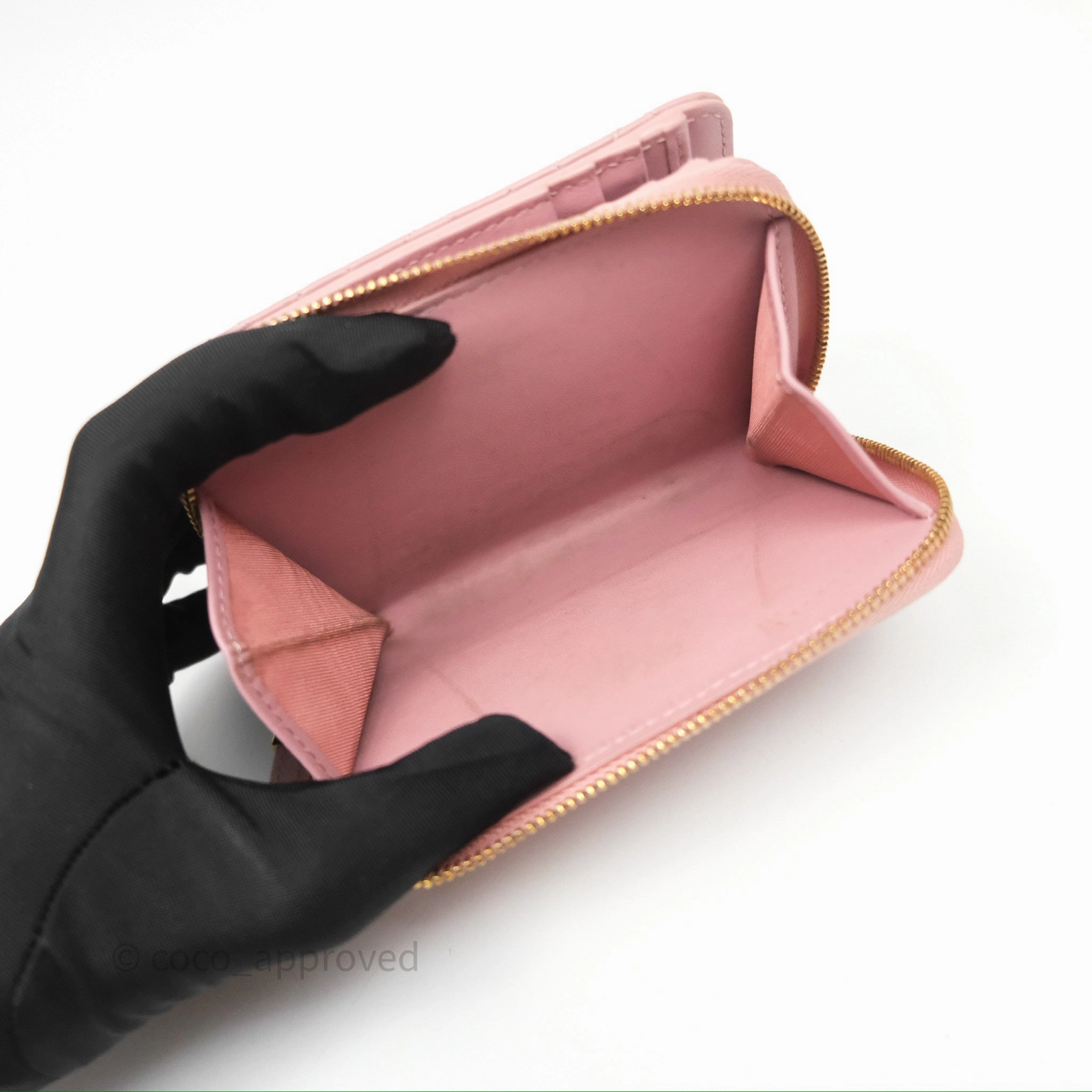 Christian Dior Medium Caro Scarlet Zipped Wallet Pink Cannage Calfskin