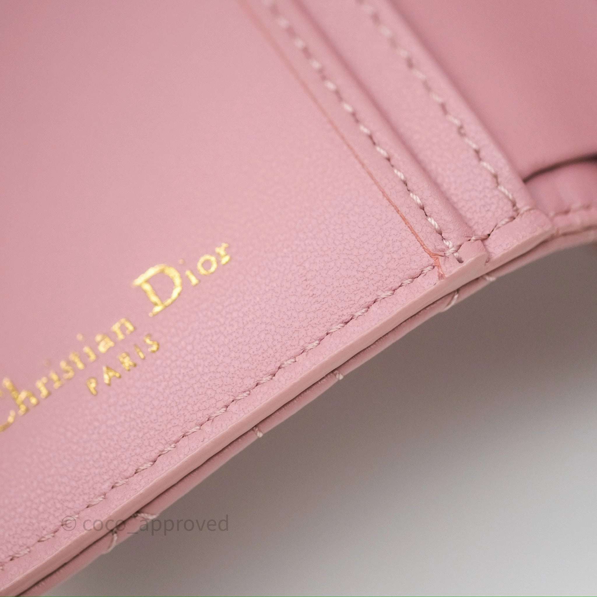 Christian Dior Medium Caro Scarlet Zipped Wallet Pink Cannage Calfskin