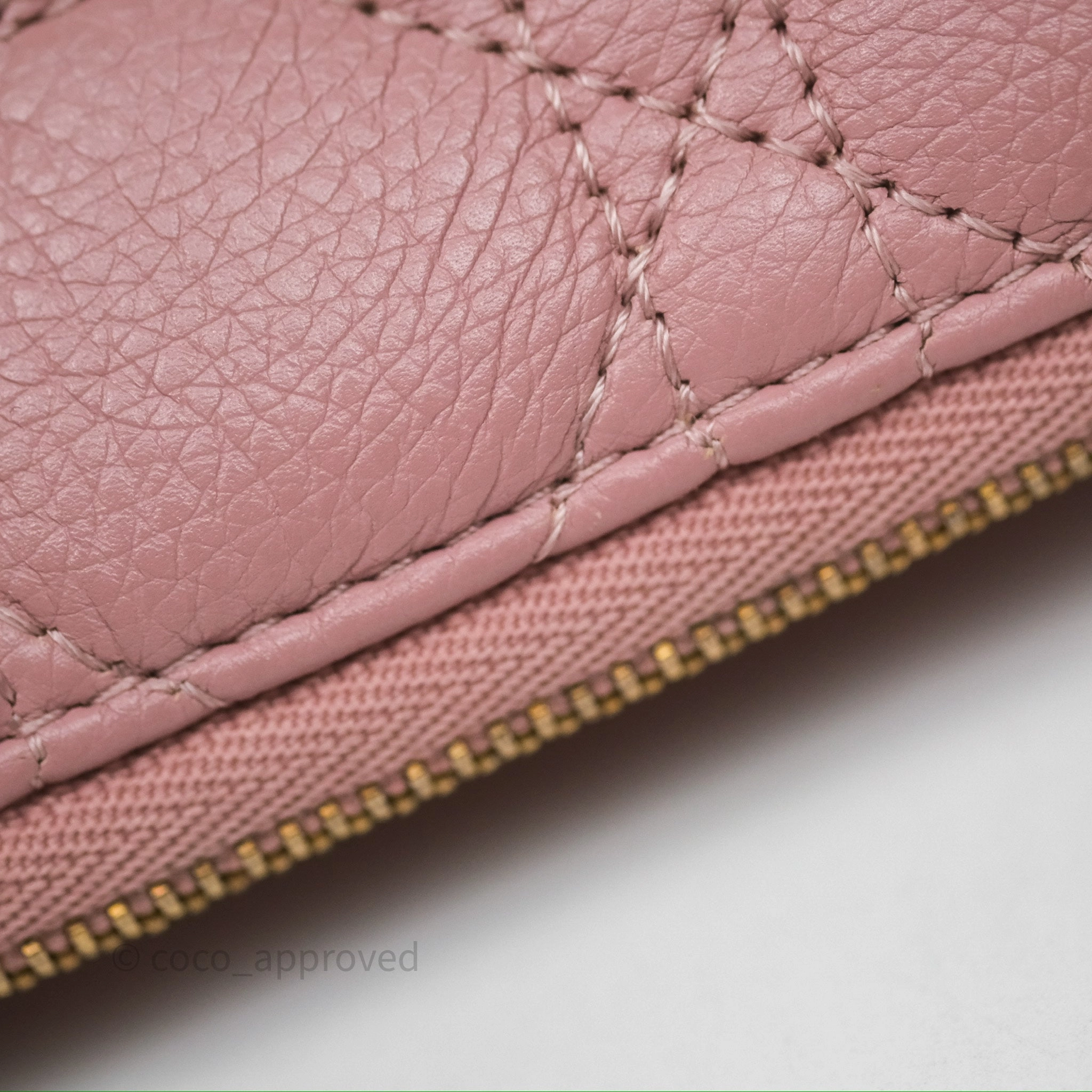 Christian Dior Medium Caro Scarlet Zipped Wallet Pink Cannage Calfskin