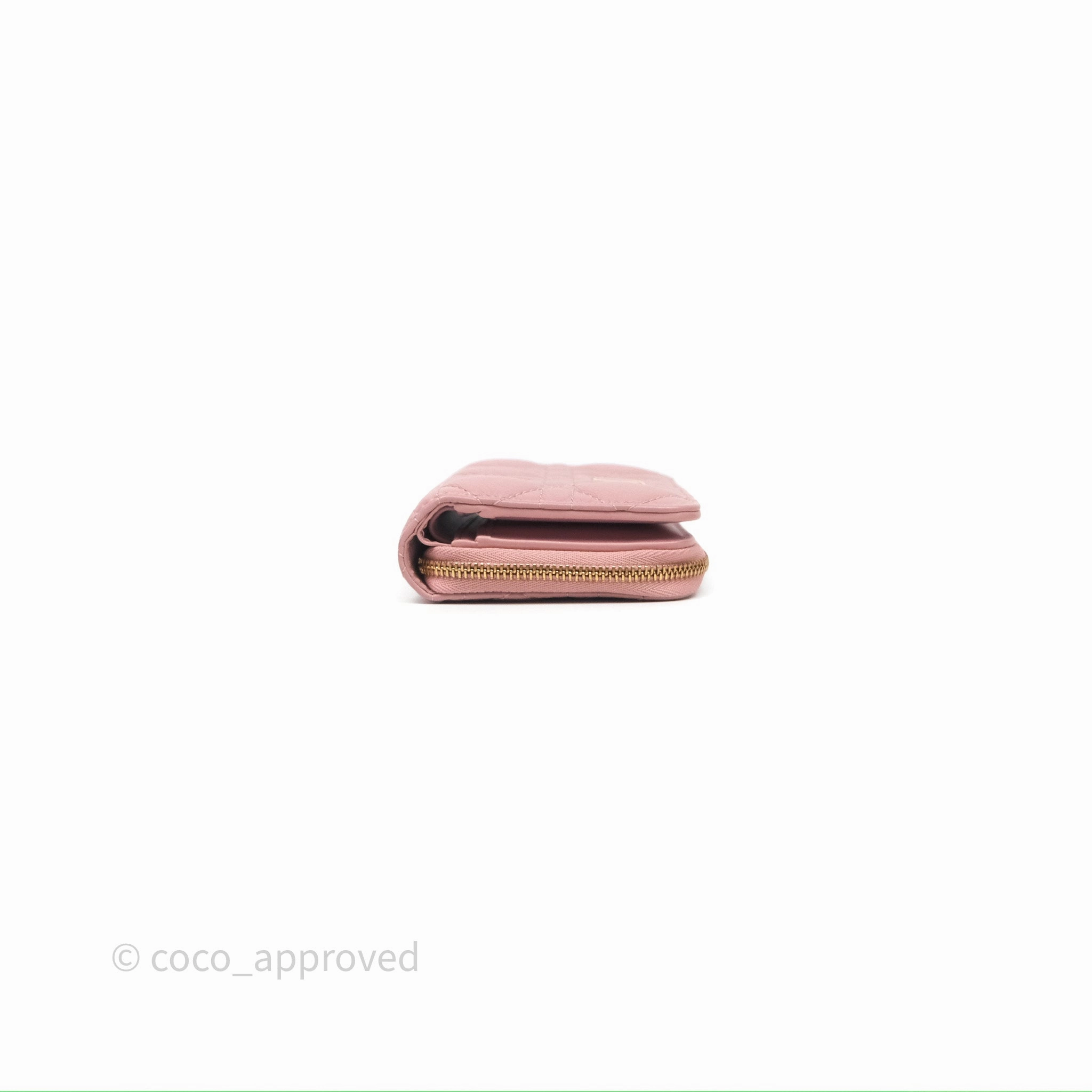 Christian Dior Medium Caro Scarlet Zipped Wallet Pink Cannage Calfskin
