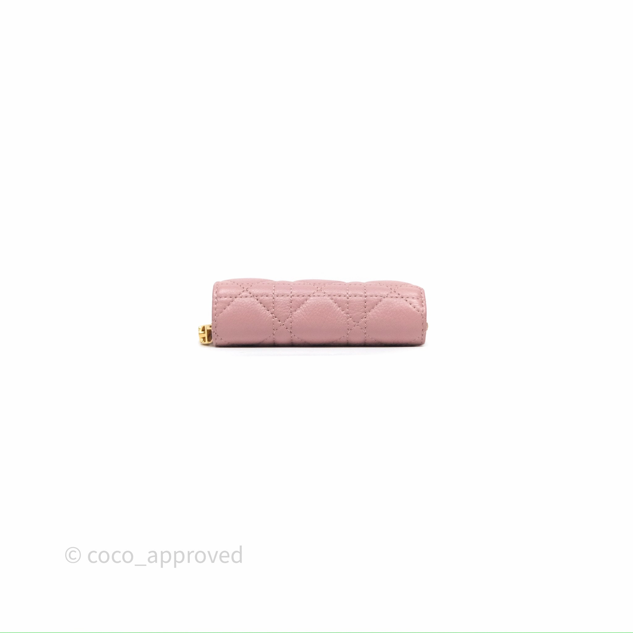 Christian Dior Medium Caro Scarlet Zipped Wallet Pink Cannage Calfskin