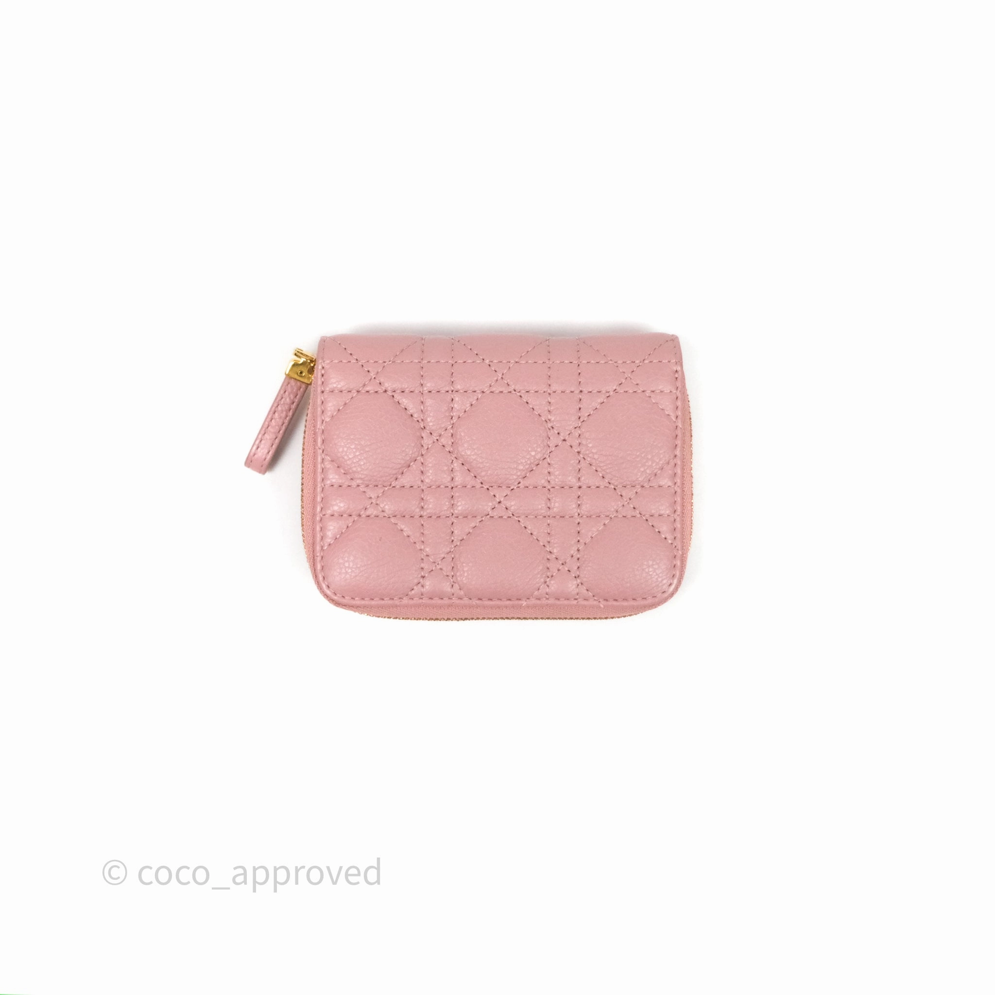 Christian Dior Medium Caro Scarlet Zipped Wallet Pink Cannage Calfskin