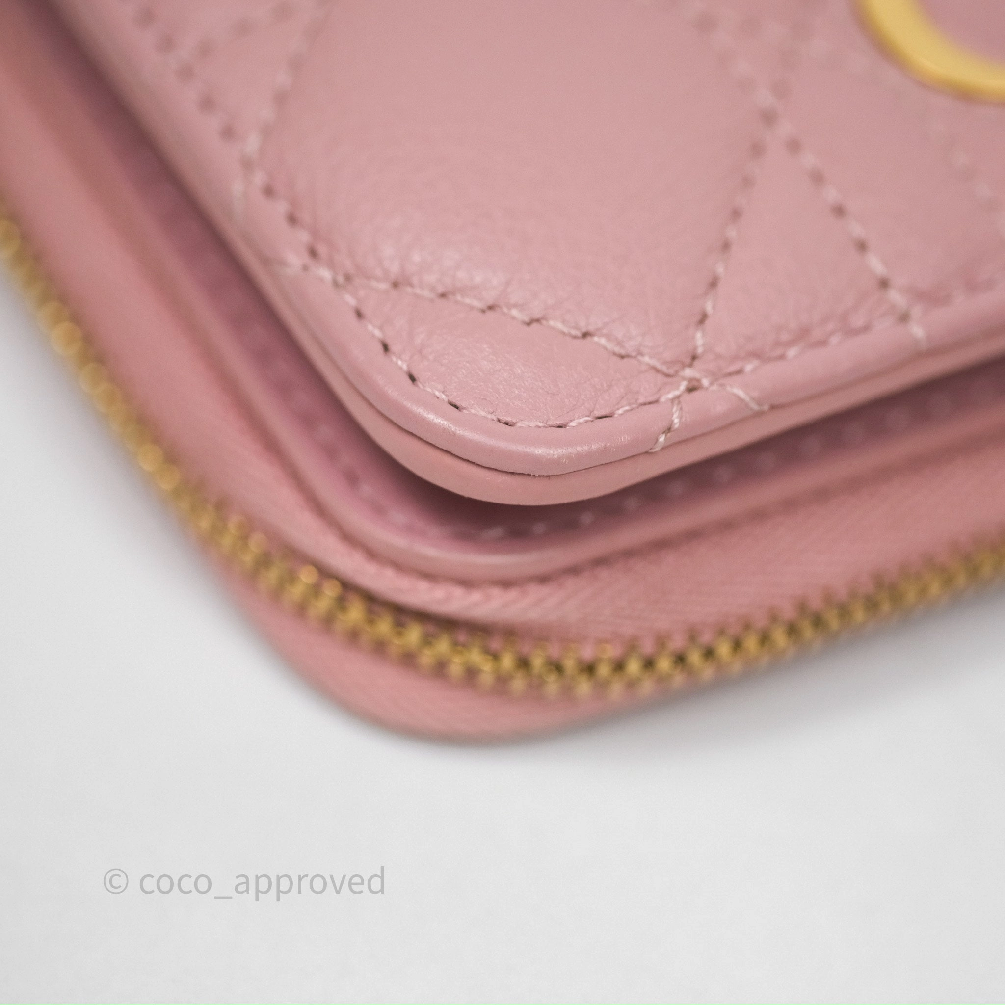 Christian Dior Medium Caro Scarlet Zipped Wallet Pink Cannage Calfskin