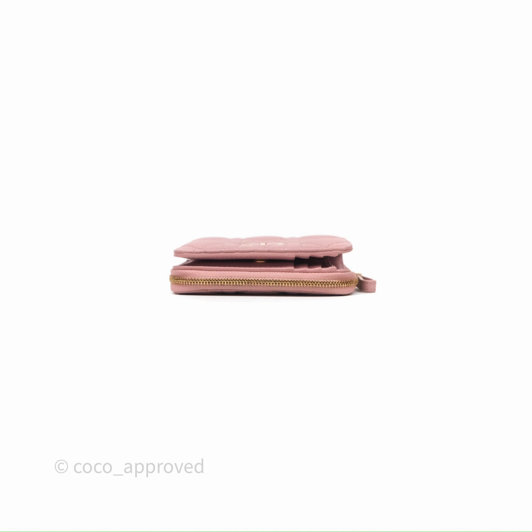 Christian Dior Medium Caro Scarlet Zipped Wallet Pink Cannage Calfskin