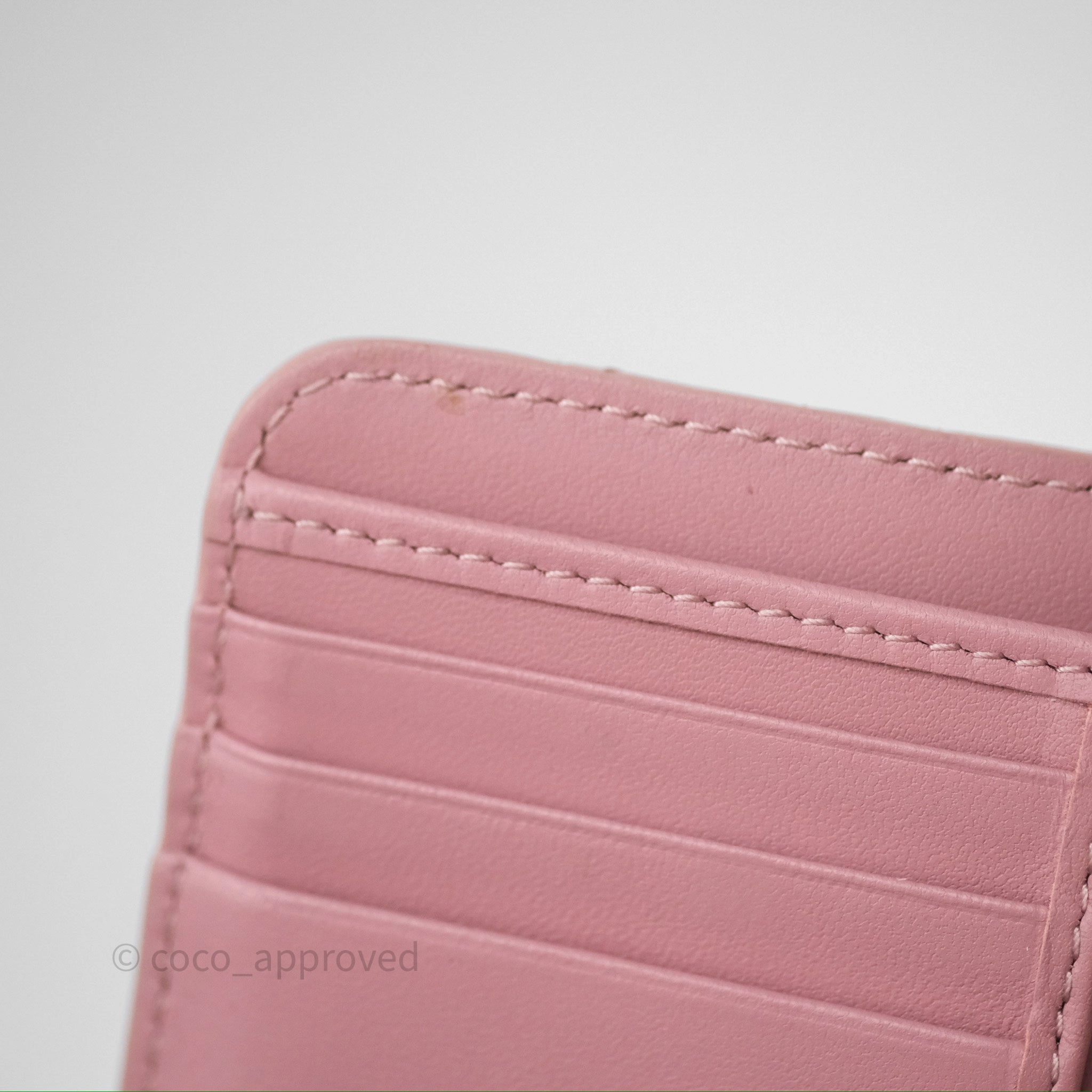 Christian Dior Medium Caro Scarlet Zipped Wallet Pink Cannage Calfskin