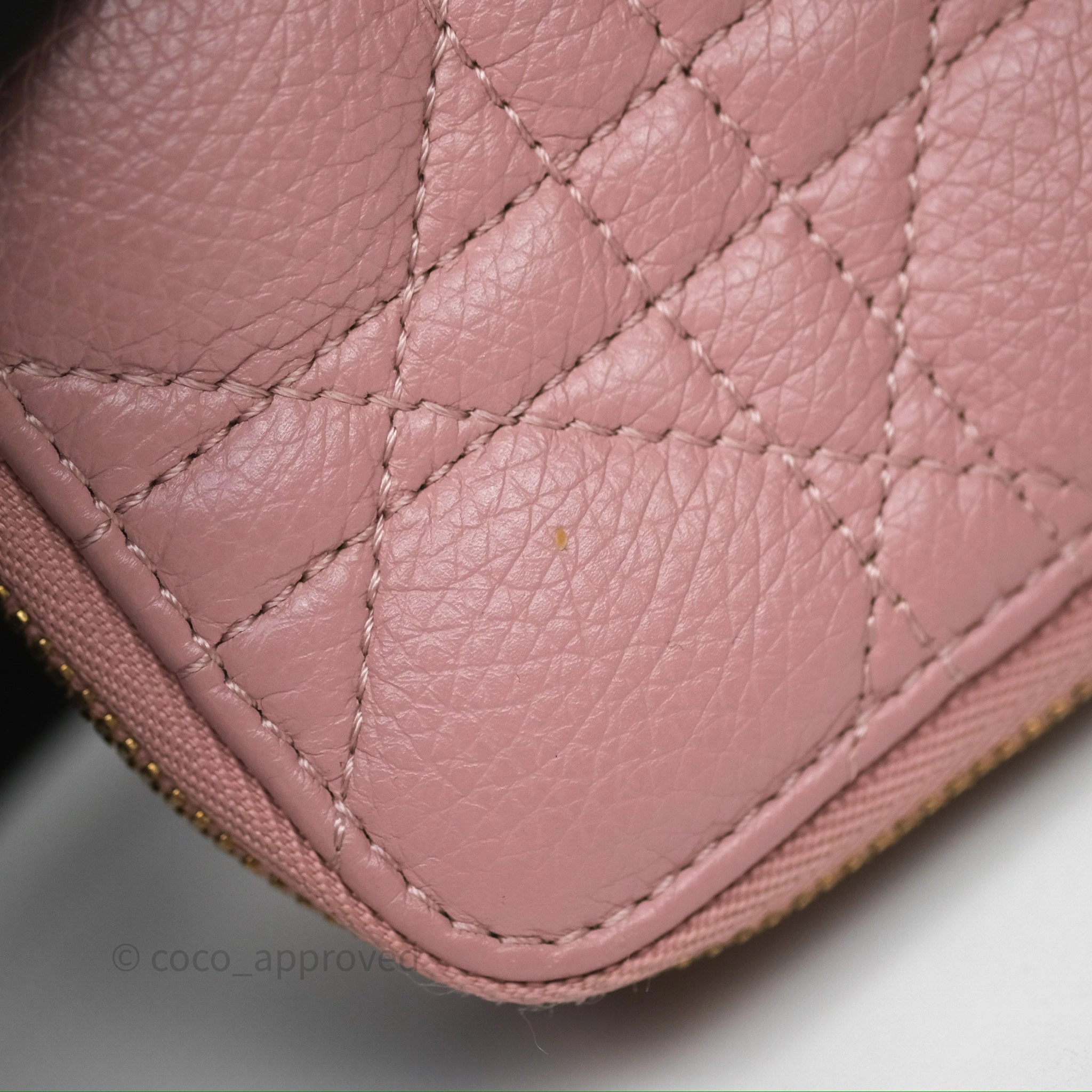 Christian Dior Medium Caro Scarlet Zipped Wallet Pink Cannage Calfskin