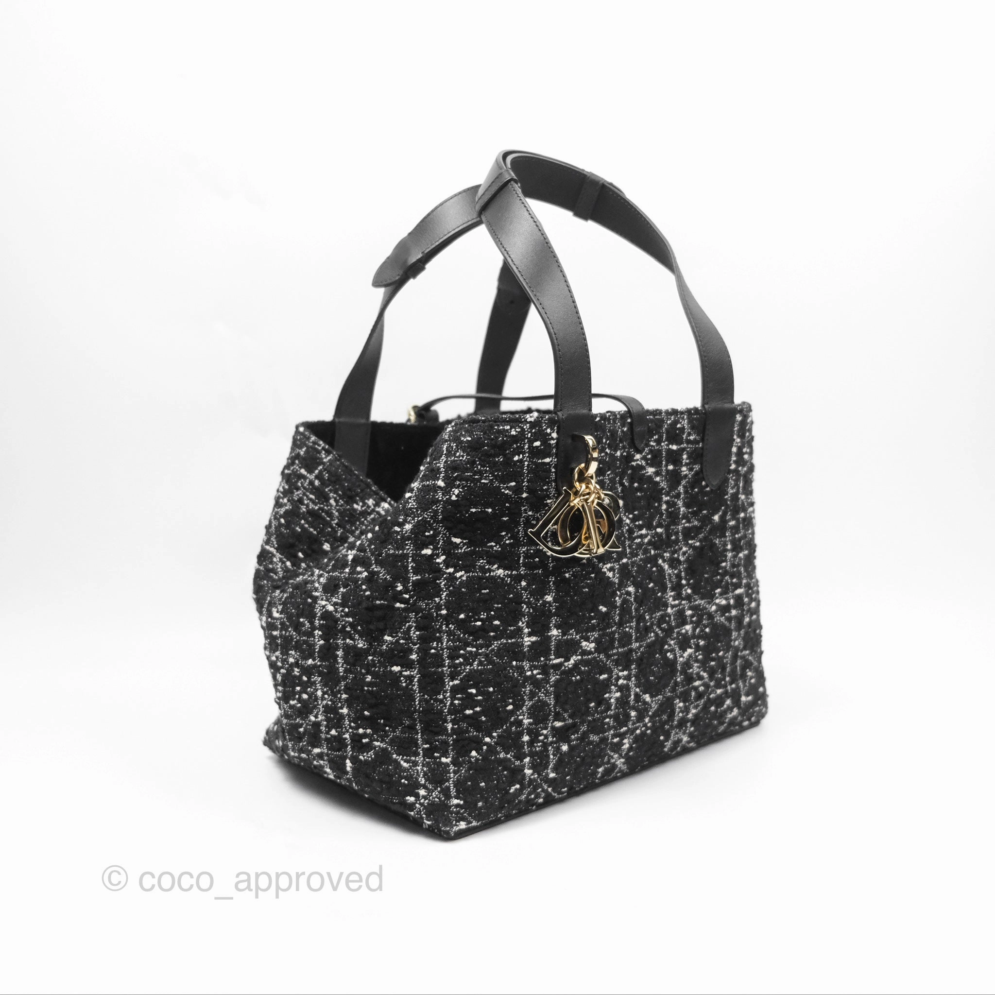 Christian Dior Medium Dior Toujours Bag Black Cannage Tweed