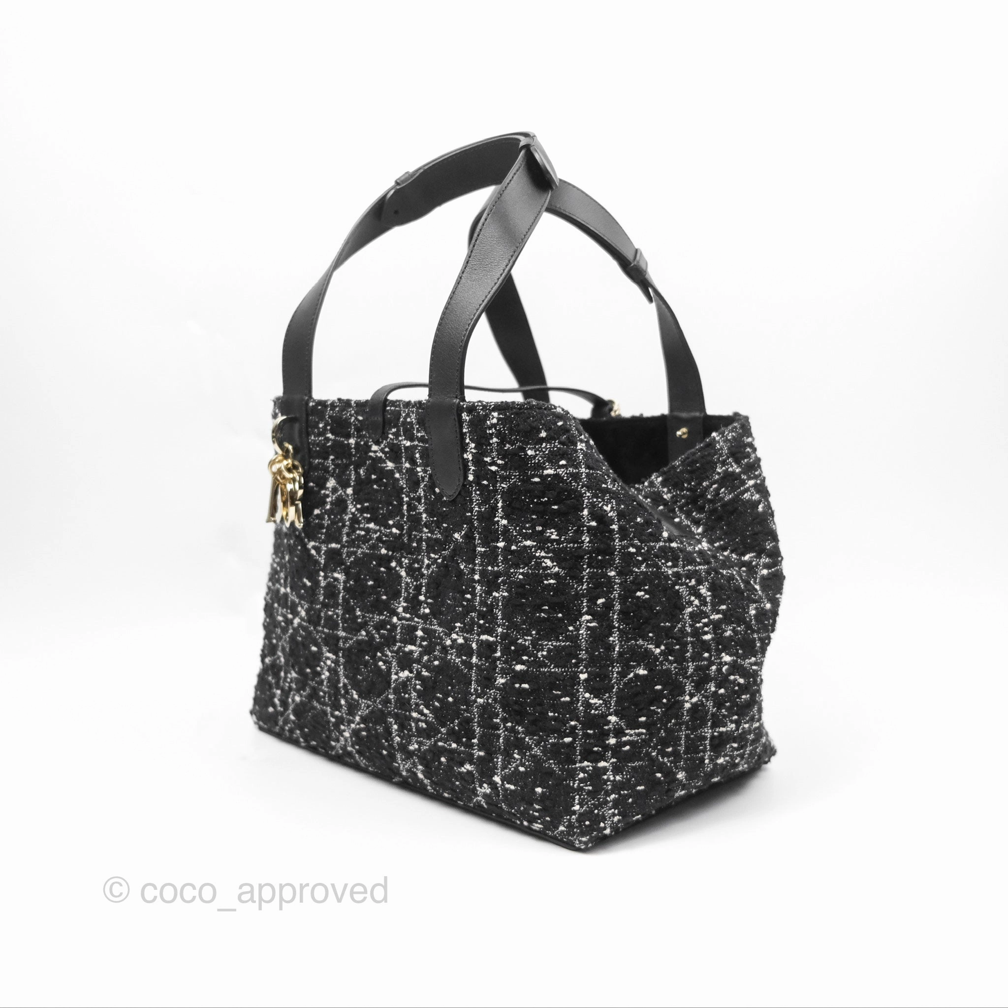 Christian Dior Medium Dior Toujours Bag Black Cannage Tweed