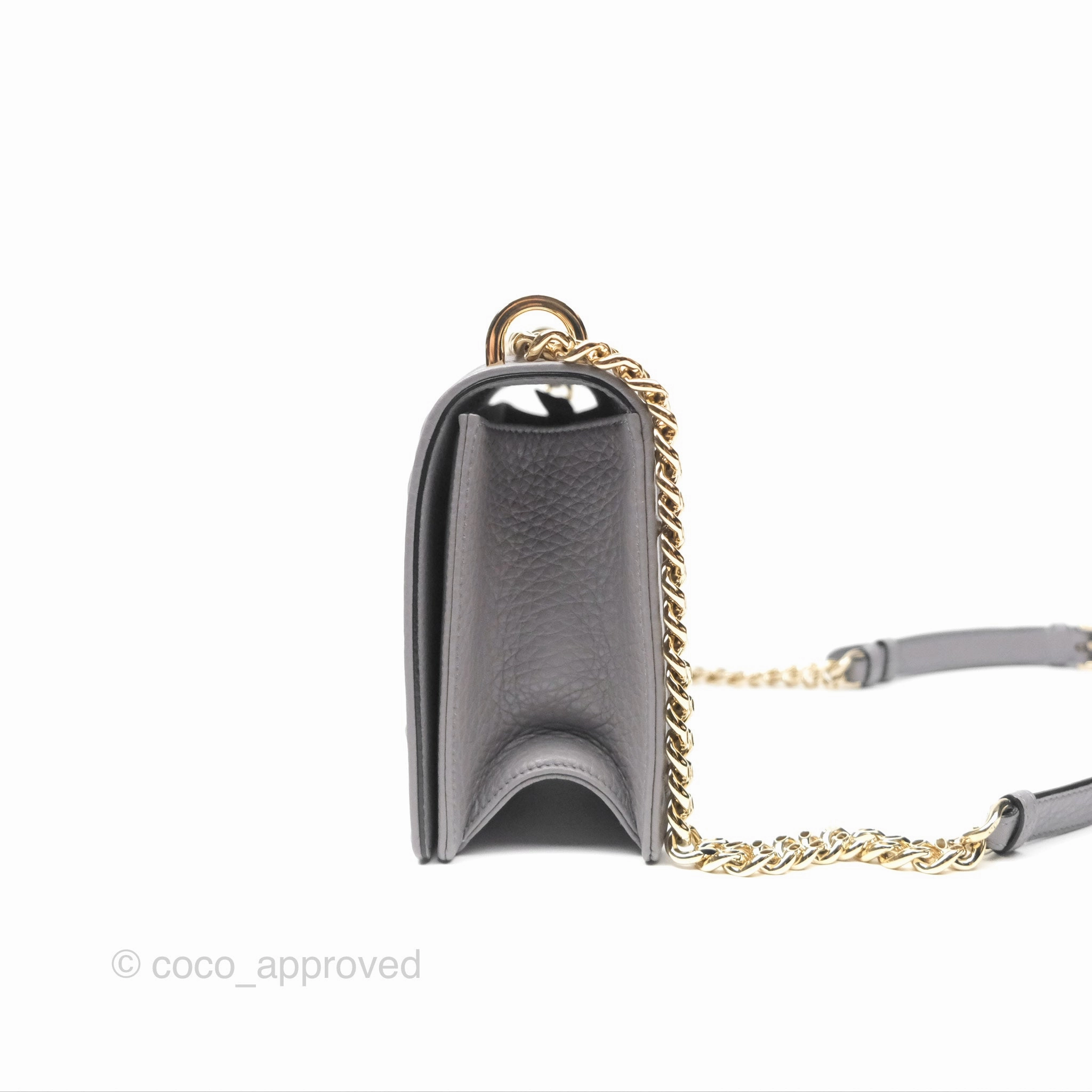 Christian Dior Medium Diorama Calfskin Flap Bag Grey Gold Hardware