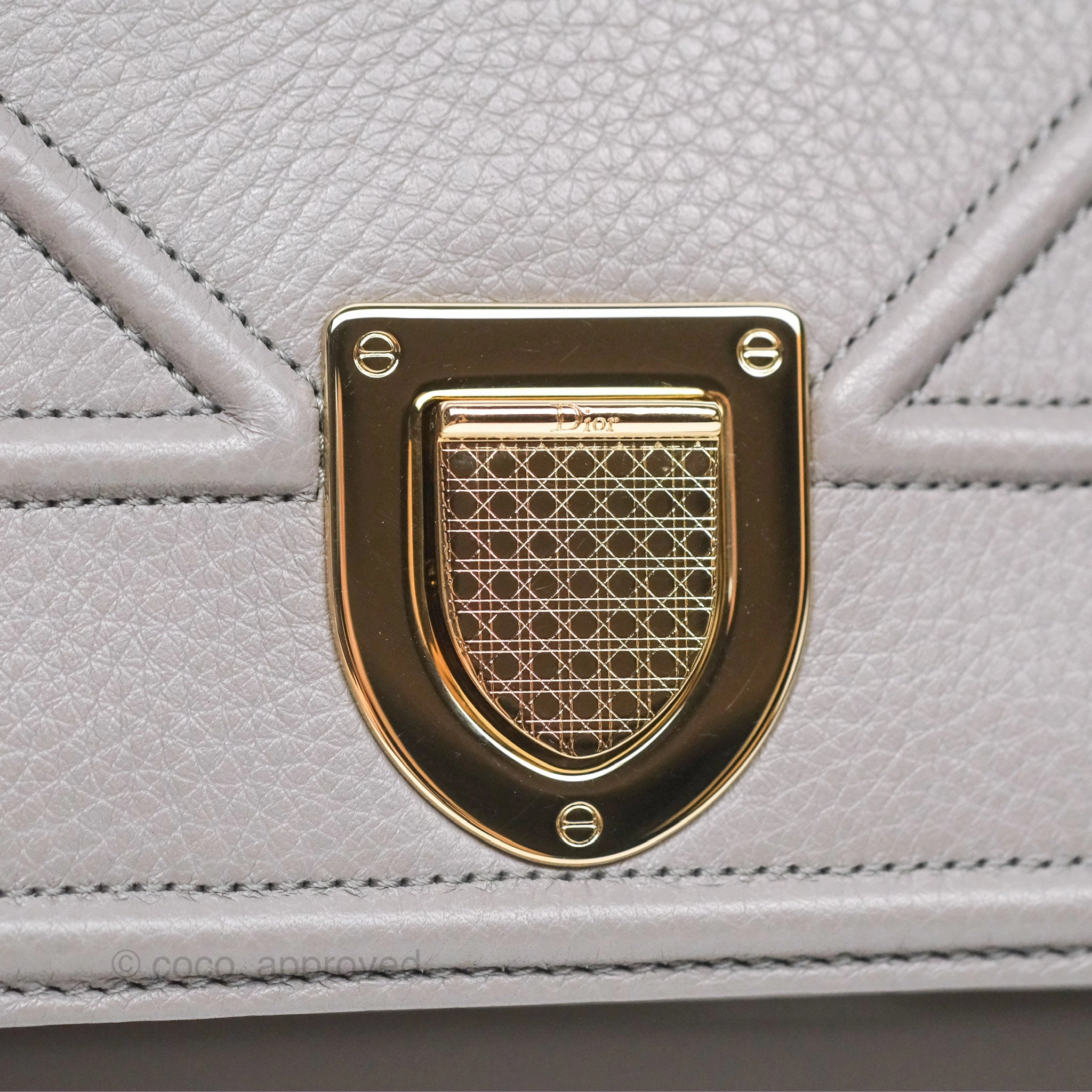 Christian Dior Medium Diorama Calfskin Flap Bag Grey Gold Hardware
