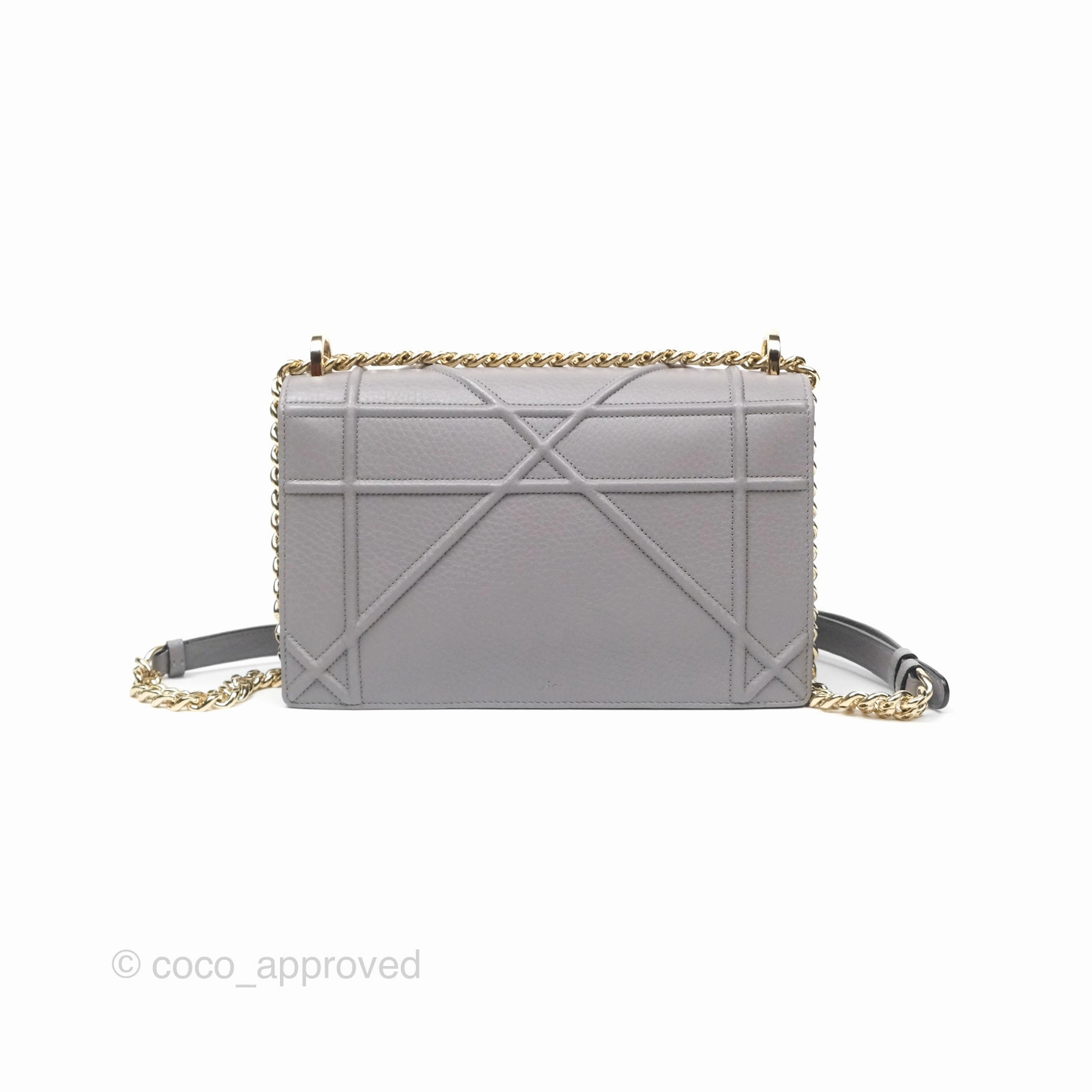 Christian Dior Medium Diorama Calfskin Flap Bag Grey Gold Hardware