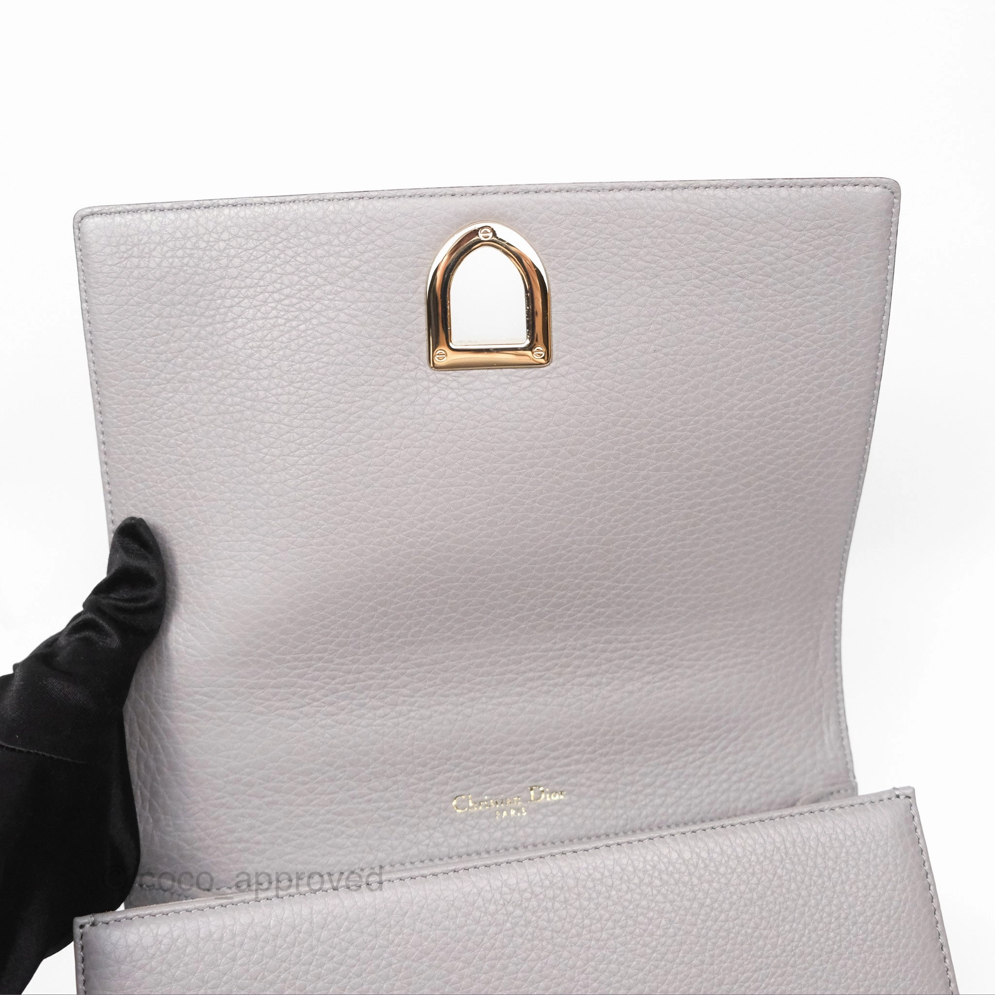 Christian Dior Medium Diorama Calfskin Flap Bag Grey Gold Hardware