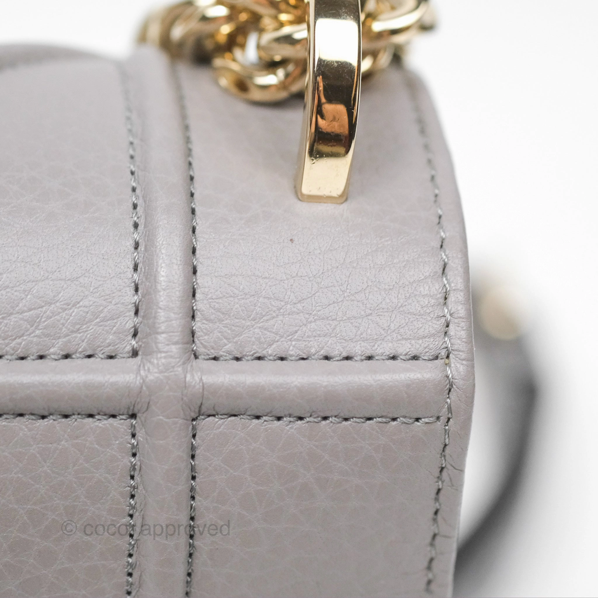 Christian Dior Medium Diorama Calfskin Flap Bag Grey Gold Hardware