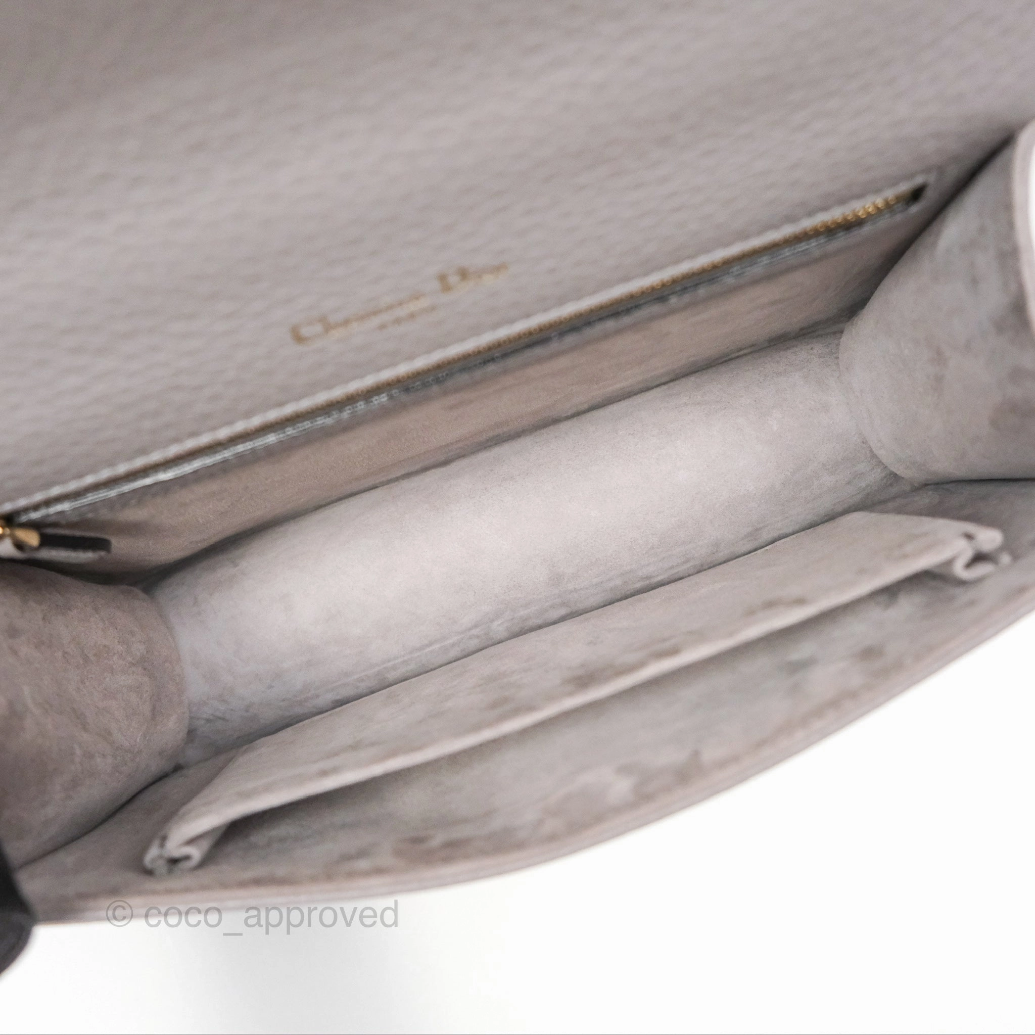 Christian Dior Medium Diorama Calfskin Flap Bag Grey Gold Hardware