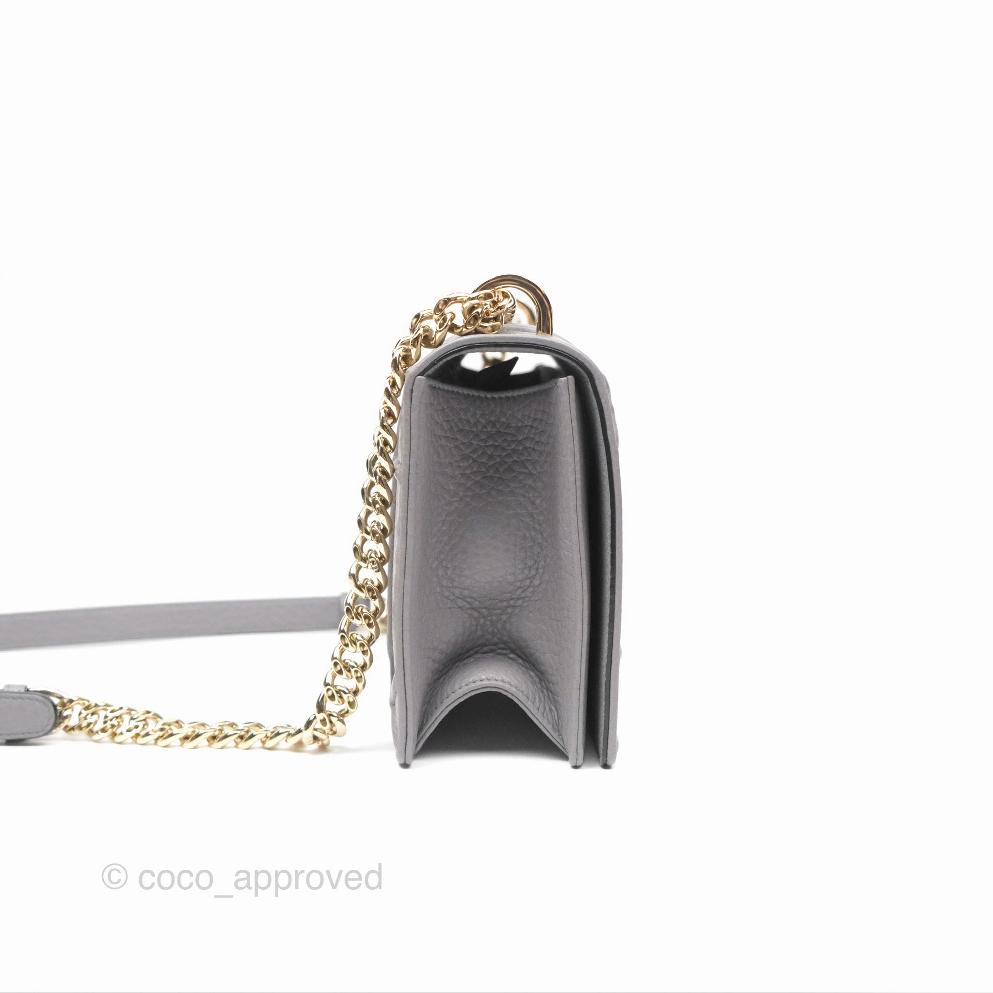 Christian Dior Medium Diorama Calfskin Flap Bag Grey Gold Hardware