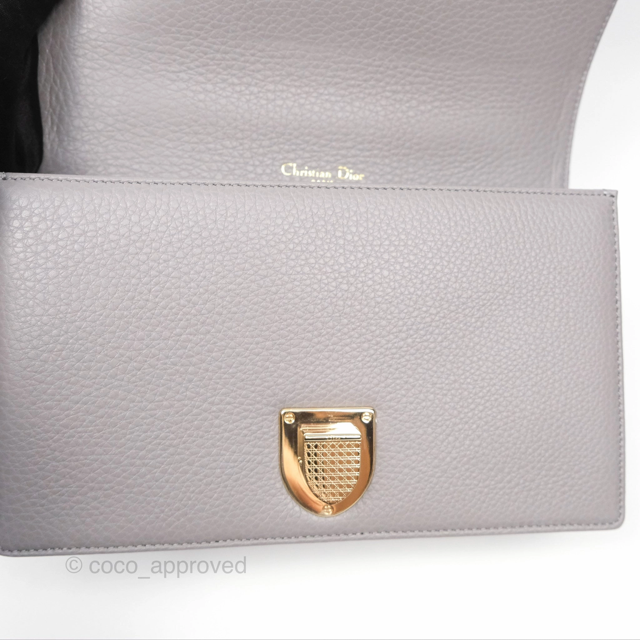 Christian Dior Medium Diorama Calfskin Flap Bag Grey Gold Hardware