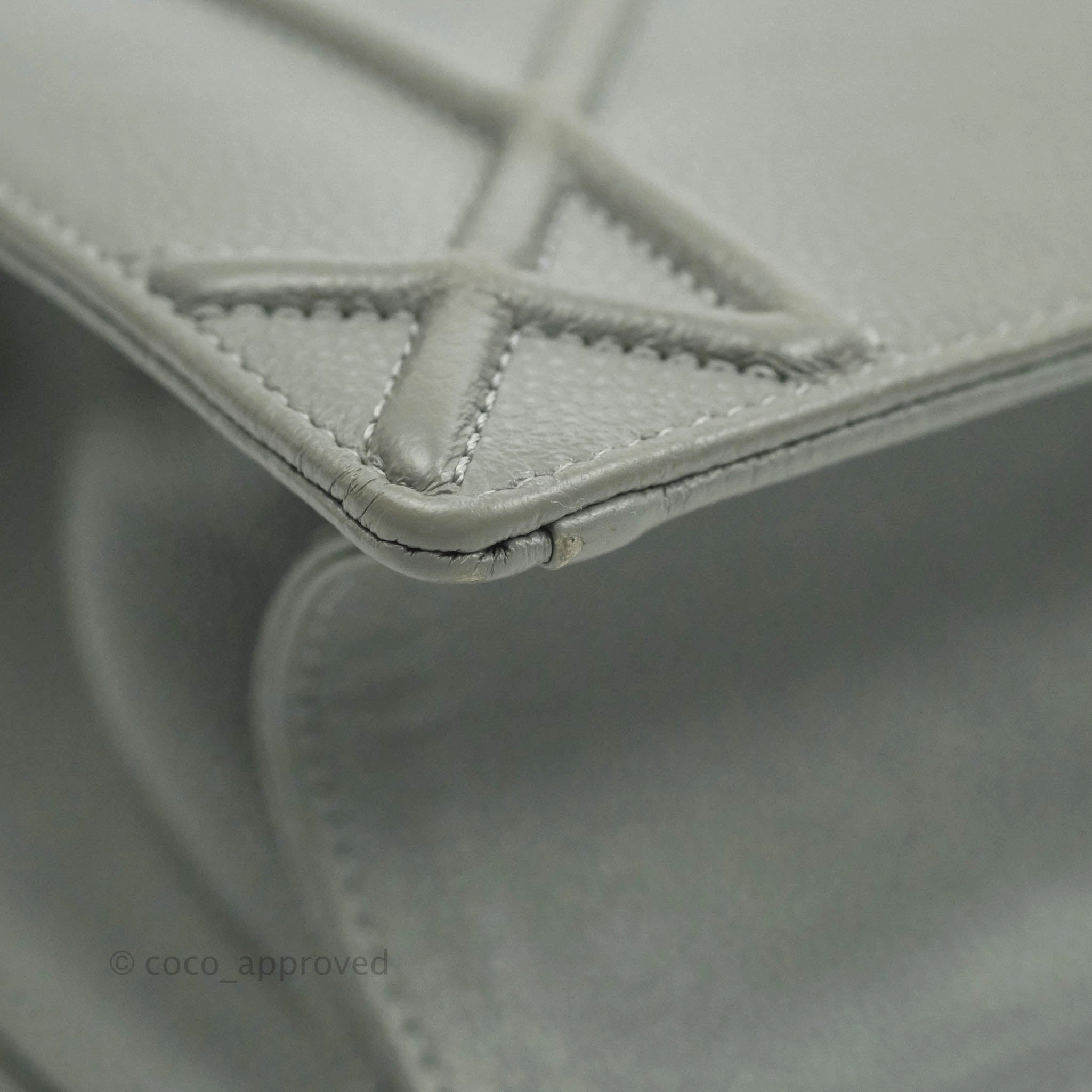 Christian Dior Medium Diorama Calfskin Flap Bag Grey Silver Hardware