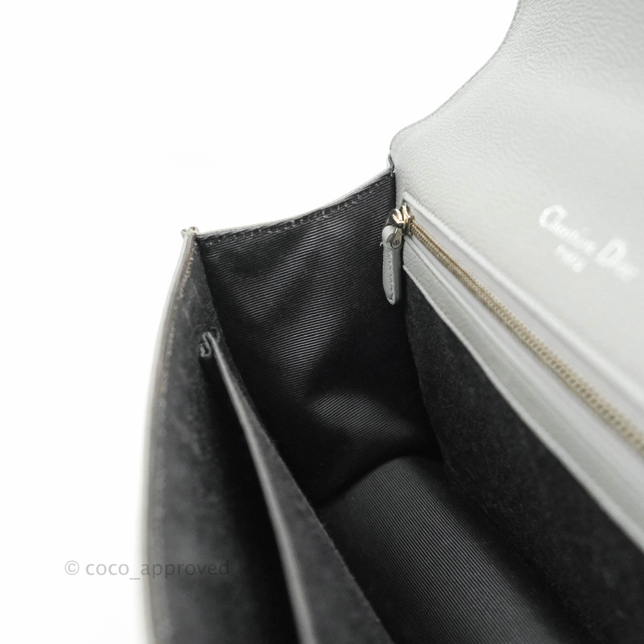 Christian Dior Medium Diorama Calfskin Flap Bag Grey Silver Hardware