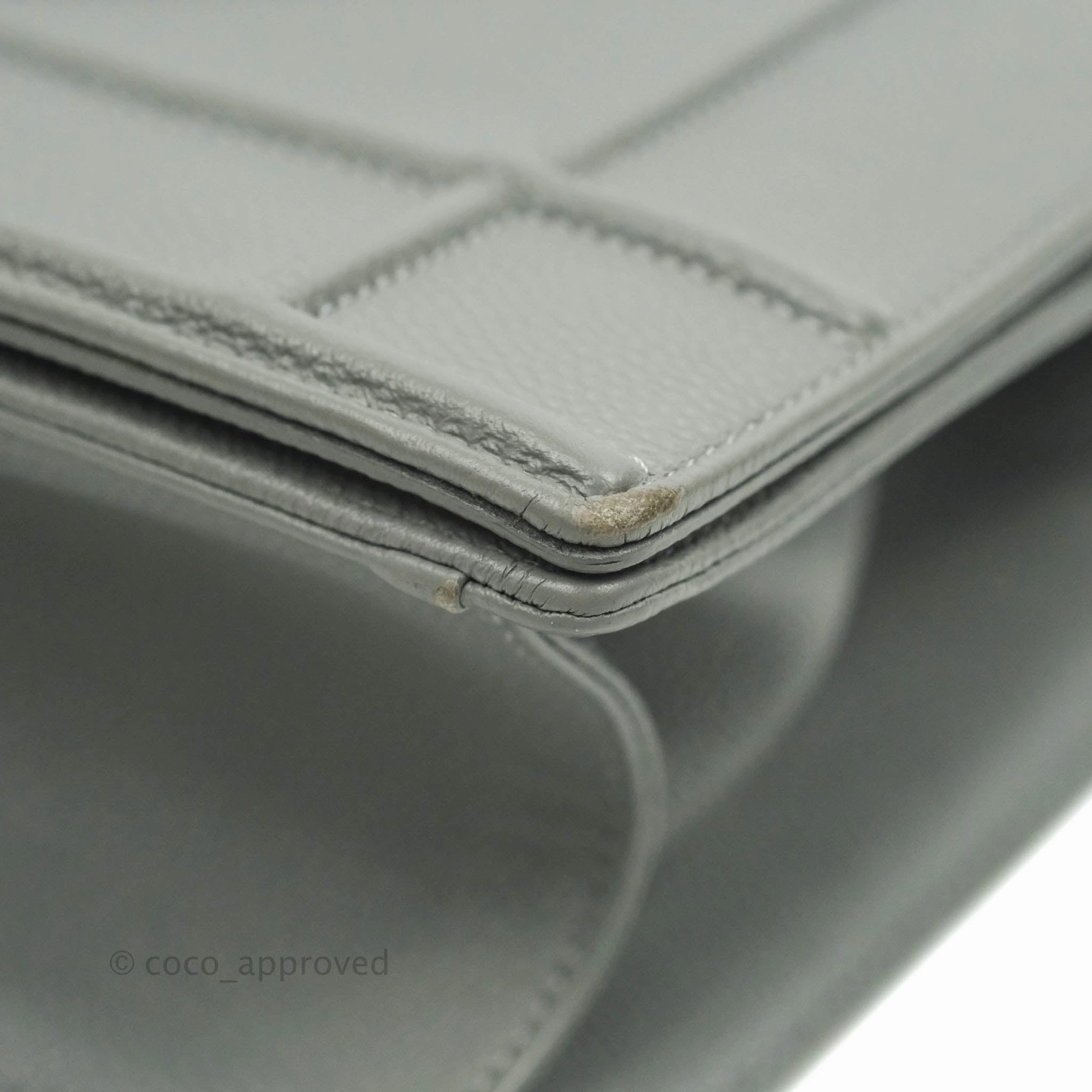 Christian Dior Medium Diorama Calfskin Flap Bag Grey Silver Hardware