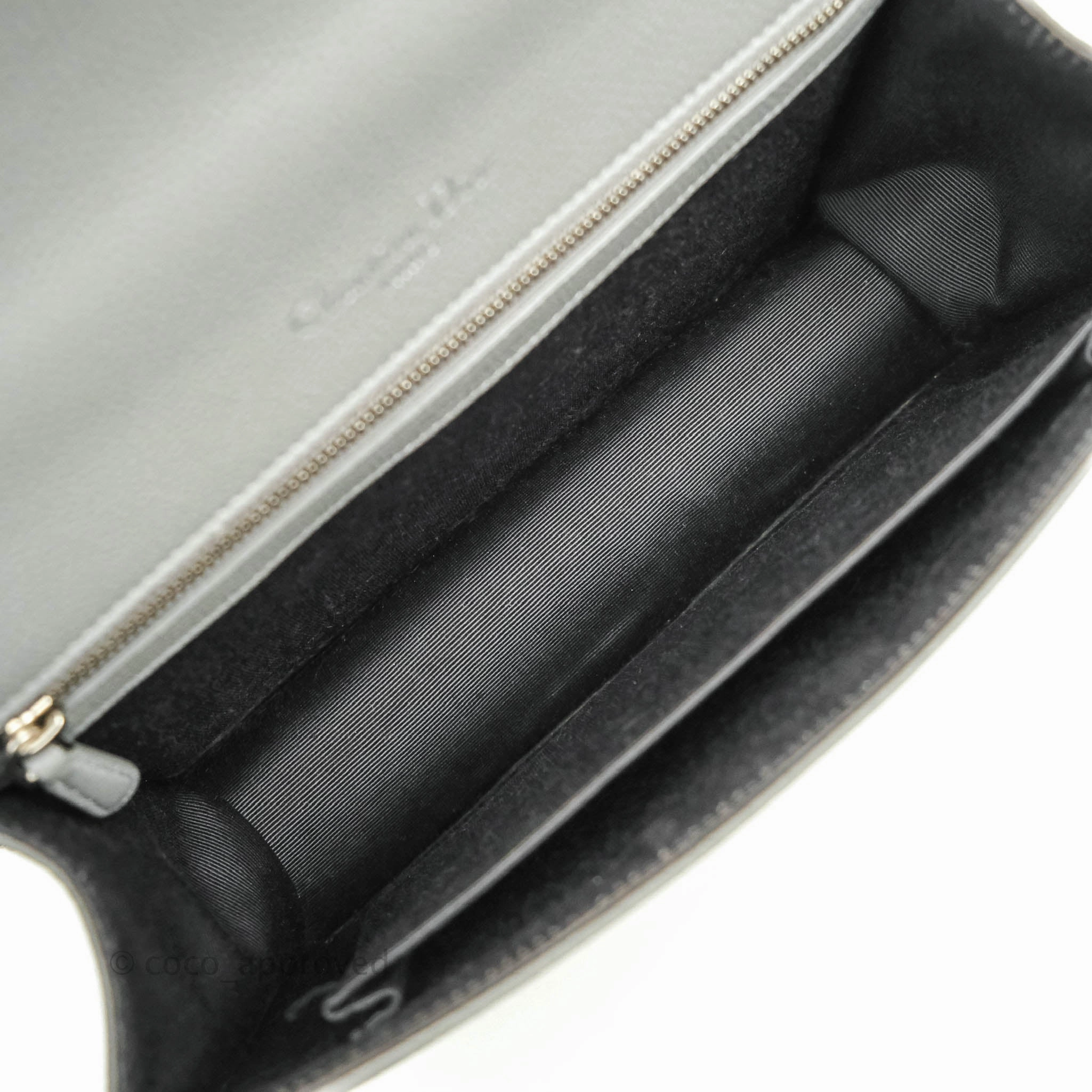 Christian Dior Medium Diorama Calfskin Flap Bag Grey Silver Hardware