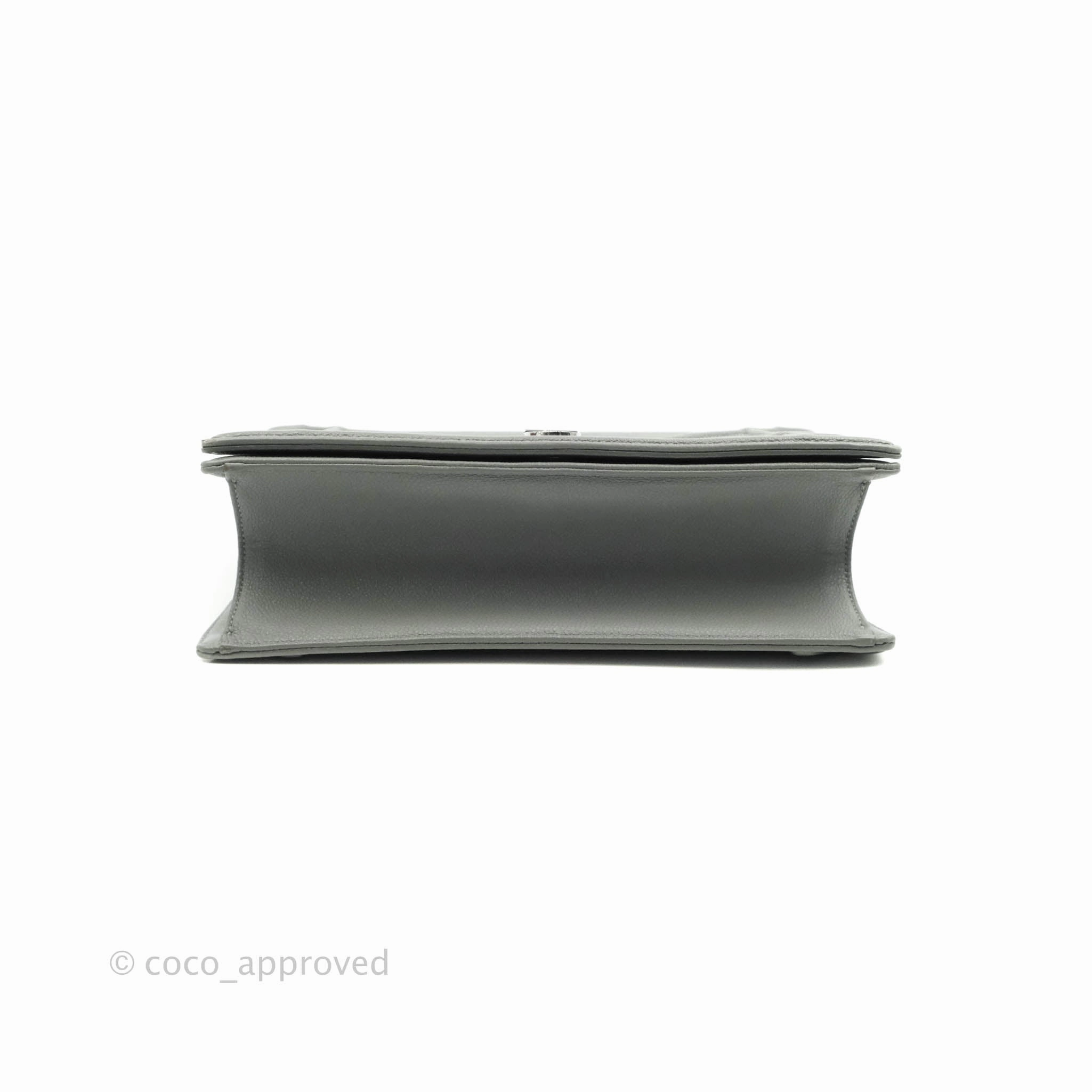 Christian Dior Medium Diorama Calfskin Flap Bag Grey Silver Hardware