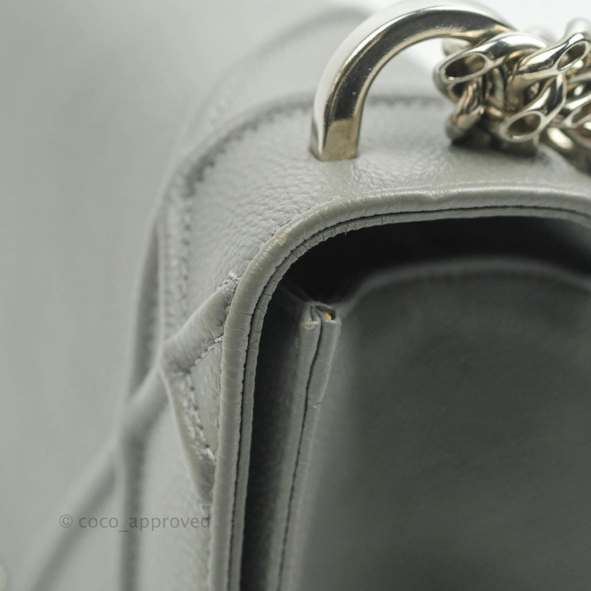 Christian Dior Medium Diorama Calfskin Flap Bag Grey Silver Hardware