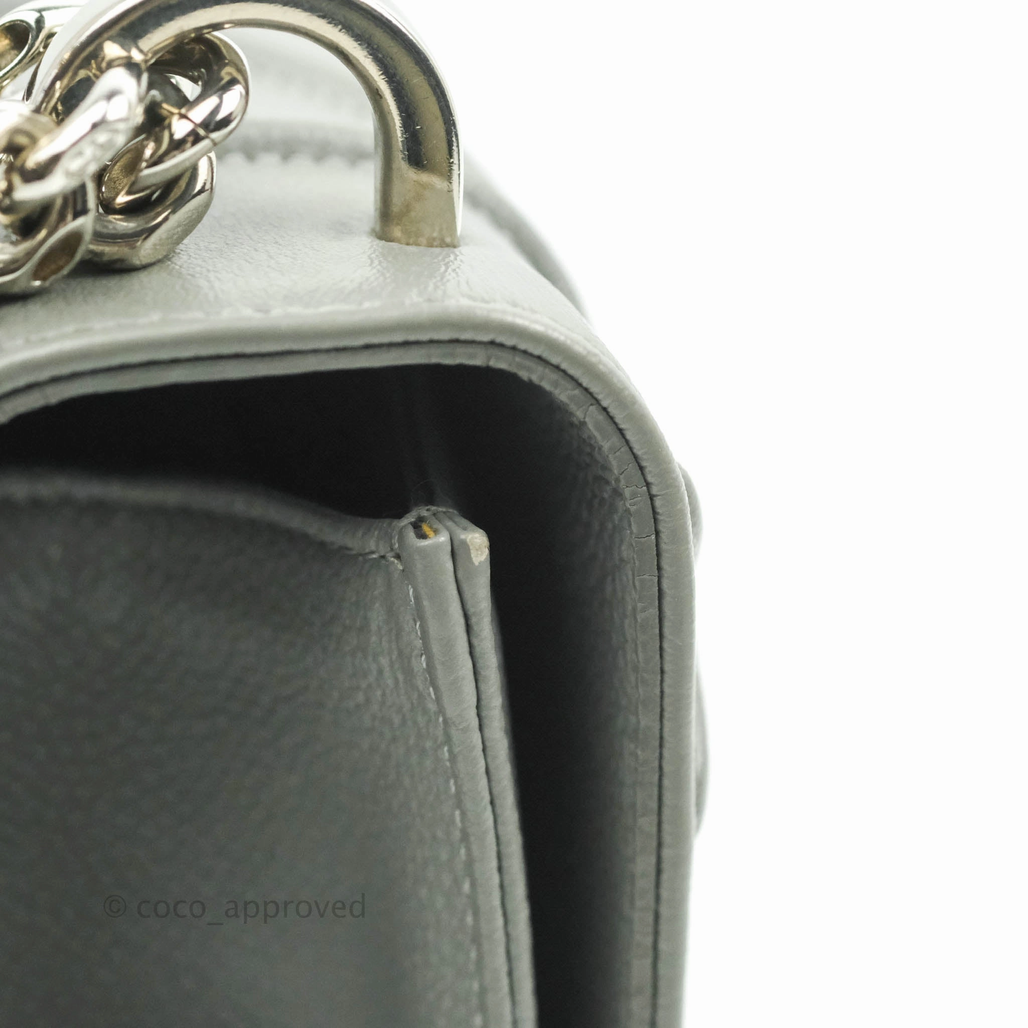 Christian Dior Medium Diorama Calfskin Flap Bag Grey Silver Hardware
