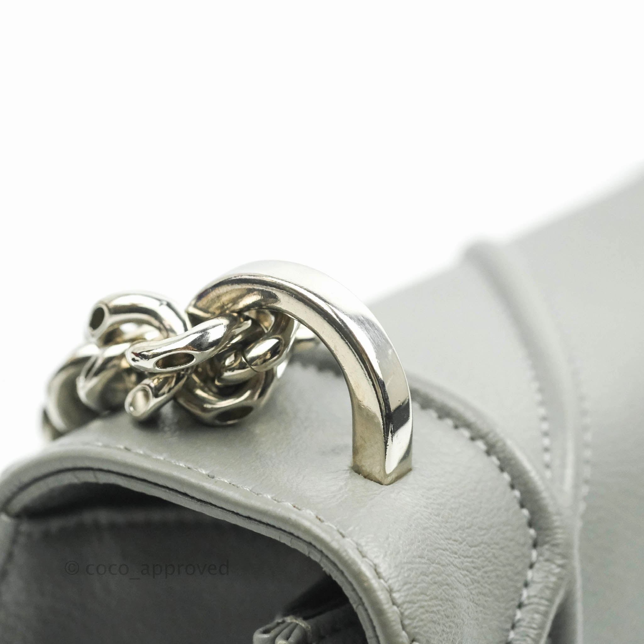 Christian Dior Medium Diorama Calfskin Flap Bag Grey Silver Hardware
