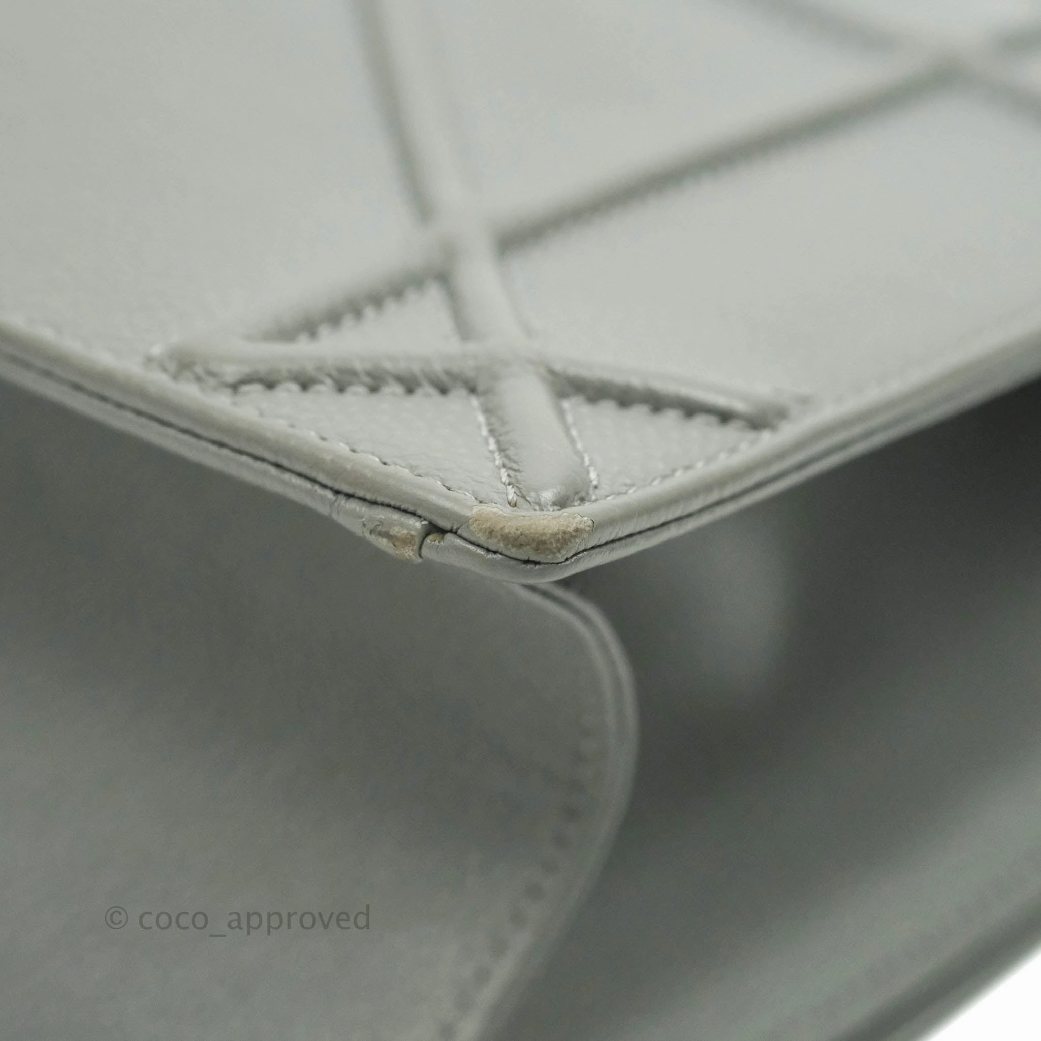 Christian Dior Medium Diorama Calfskin Flap Bag Grey Silver Hardware